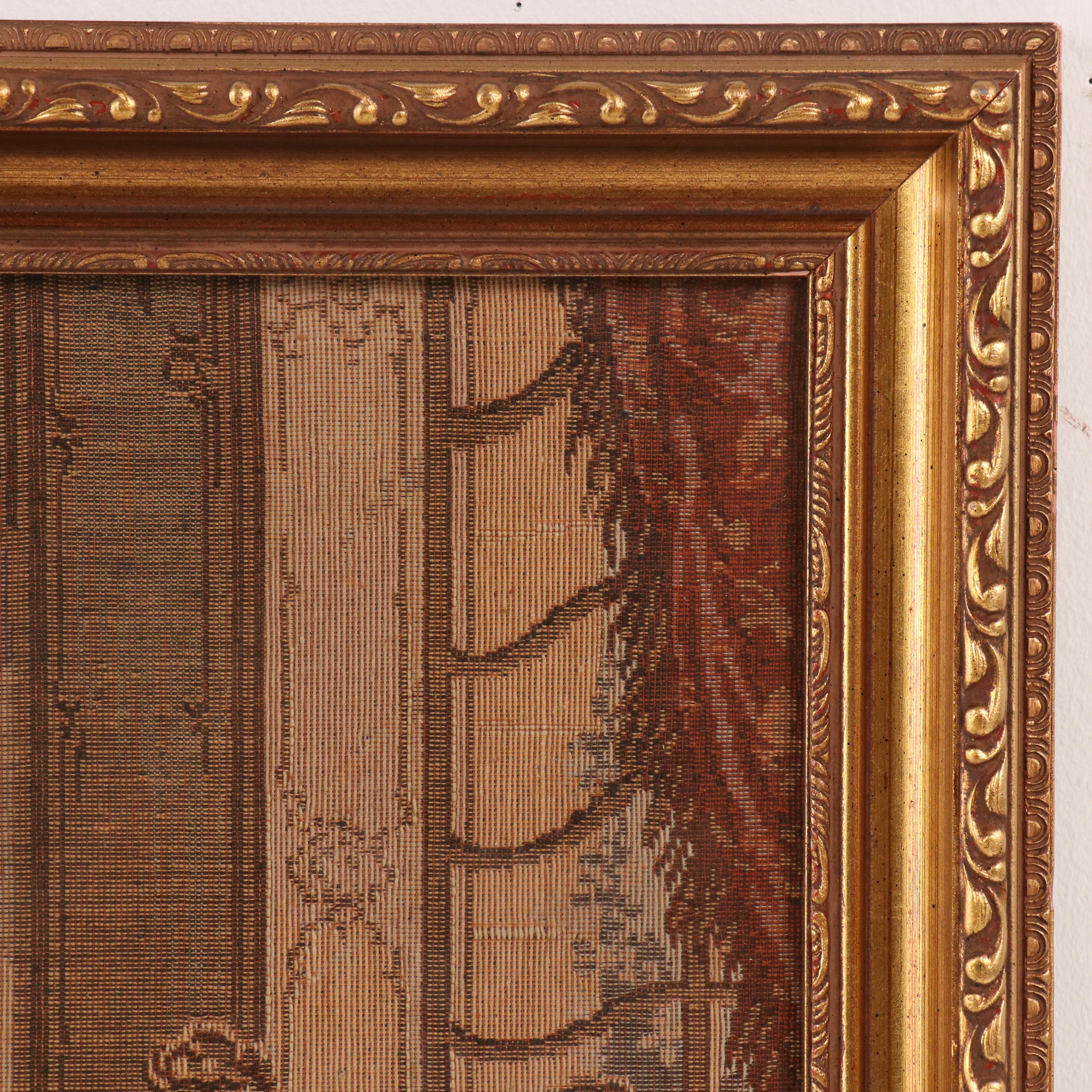 Woven Tapestry with Baroque Salon Scene