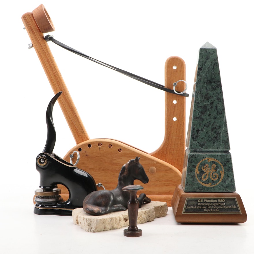 Cast Iron Seal Press with Air Academy Statapult, Obelisk Award, Foal ...