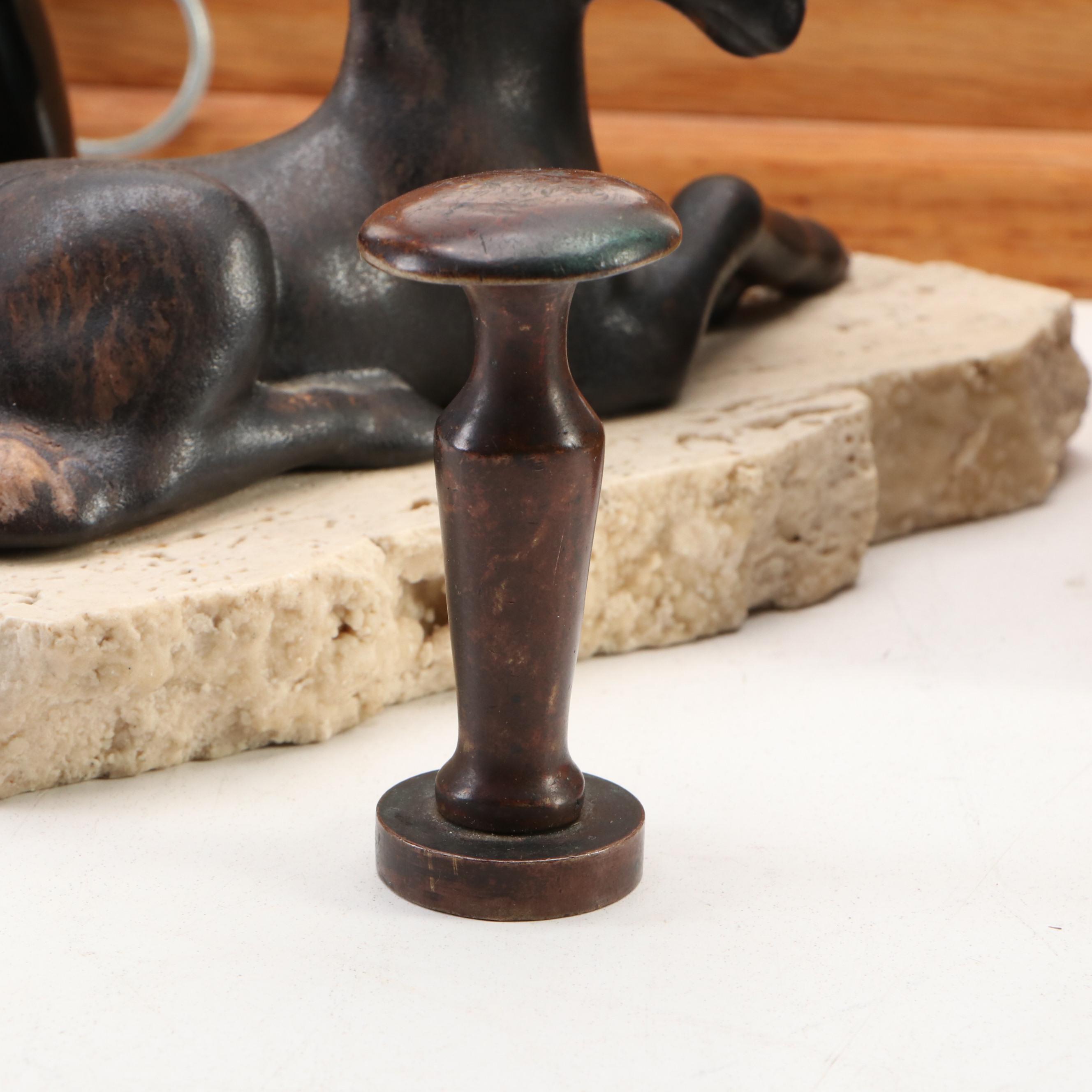 Cast Iron Seal Press with Air Academy Statapult, Obelisk Award, Foal Paperweight