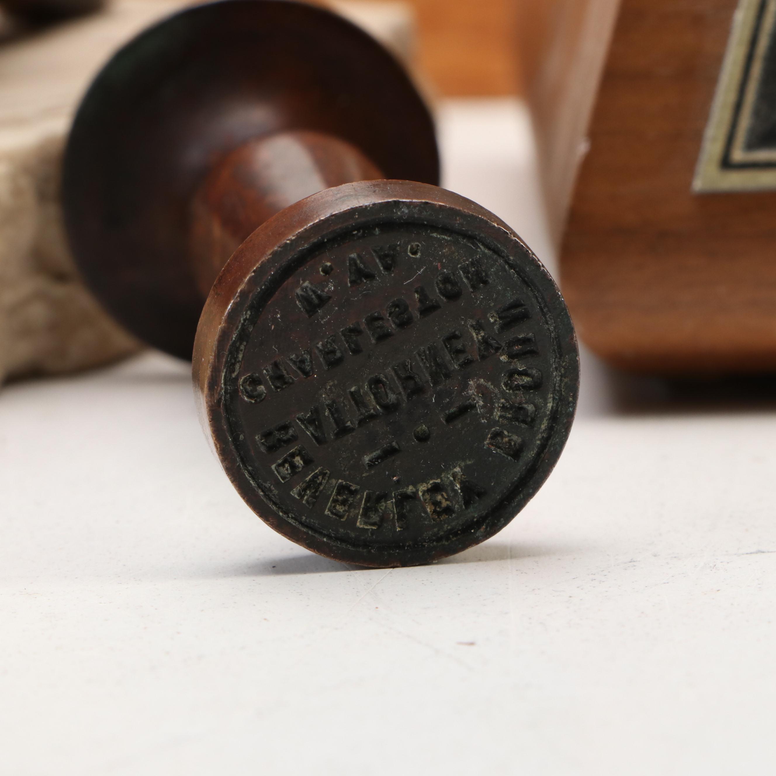 Cast Iron Seal Press with Air Academy Statapult, Obelisk Award, Foal Paperweight
