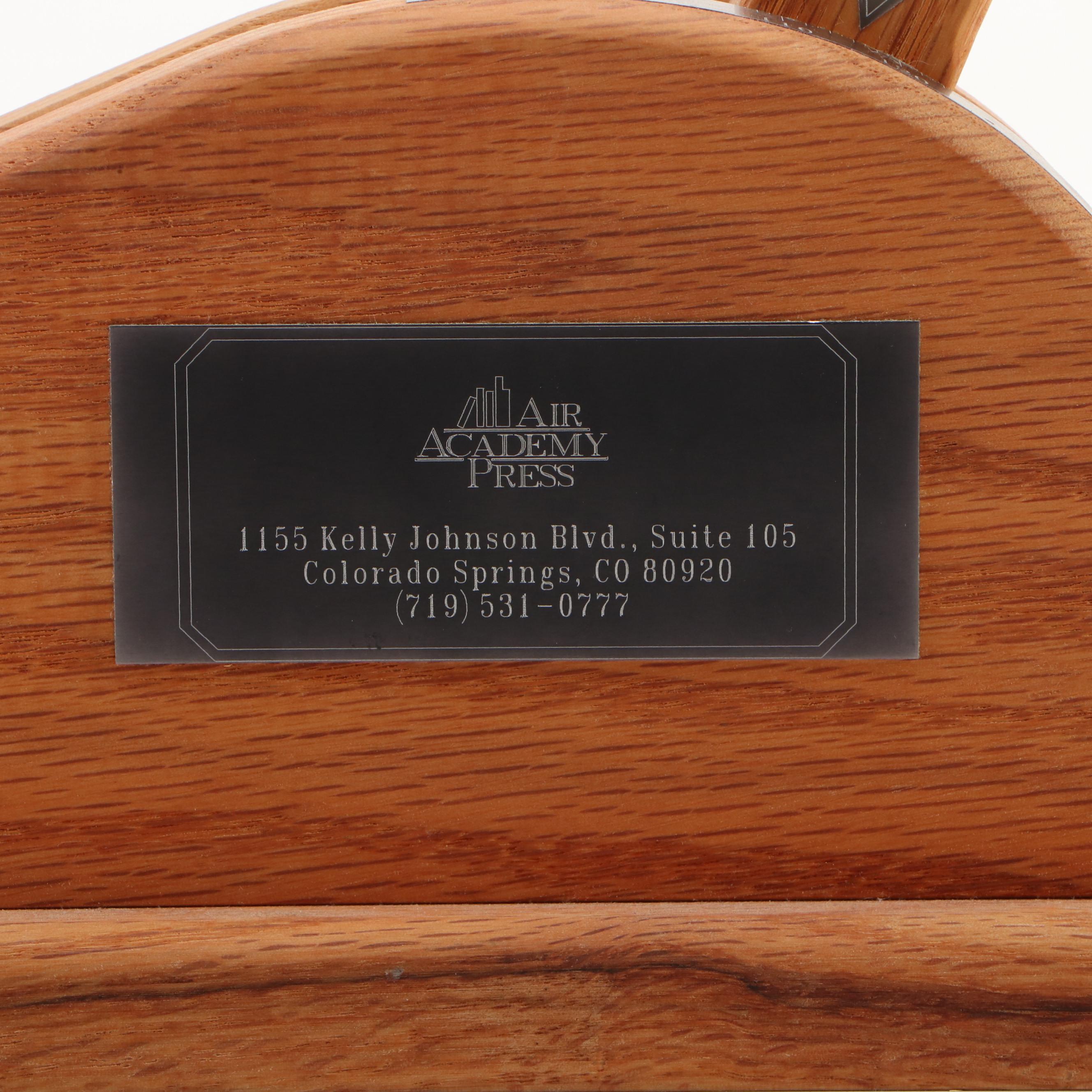 Cast Iron Seal Press with Air Academy Statapult, Obelisk Award, Foal Paperweight