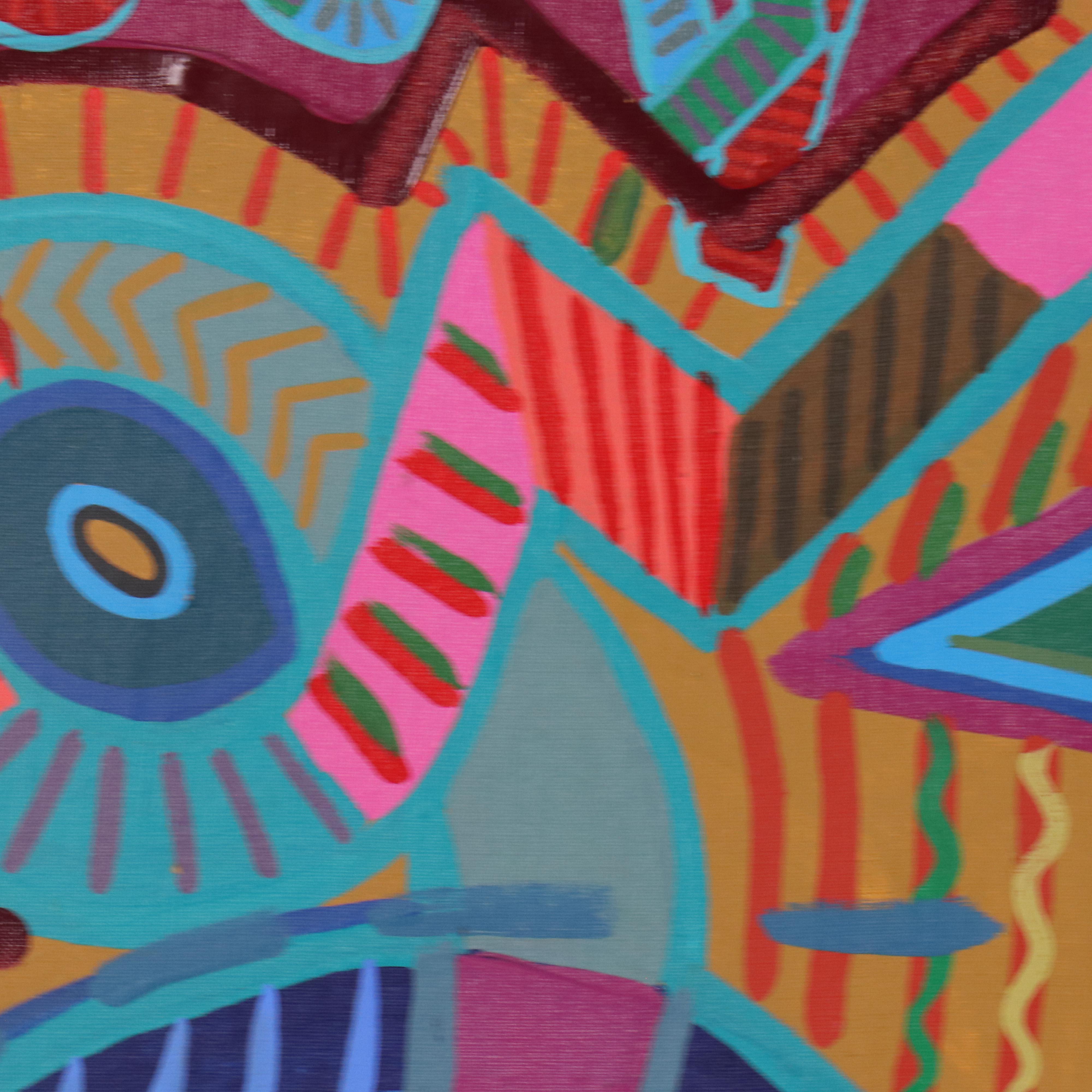 Robert Barnard Acrylic Painting "Blue Machine with Wild Flower," 1998