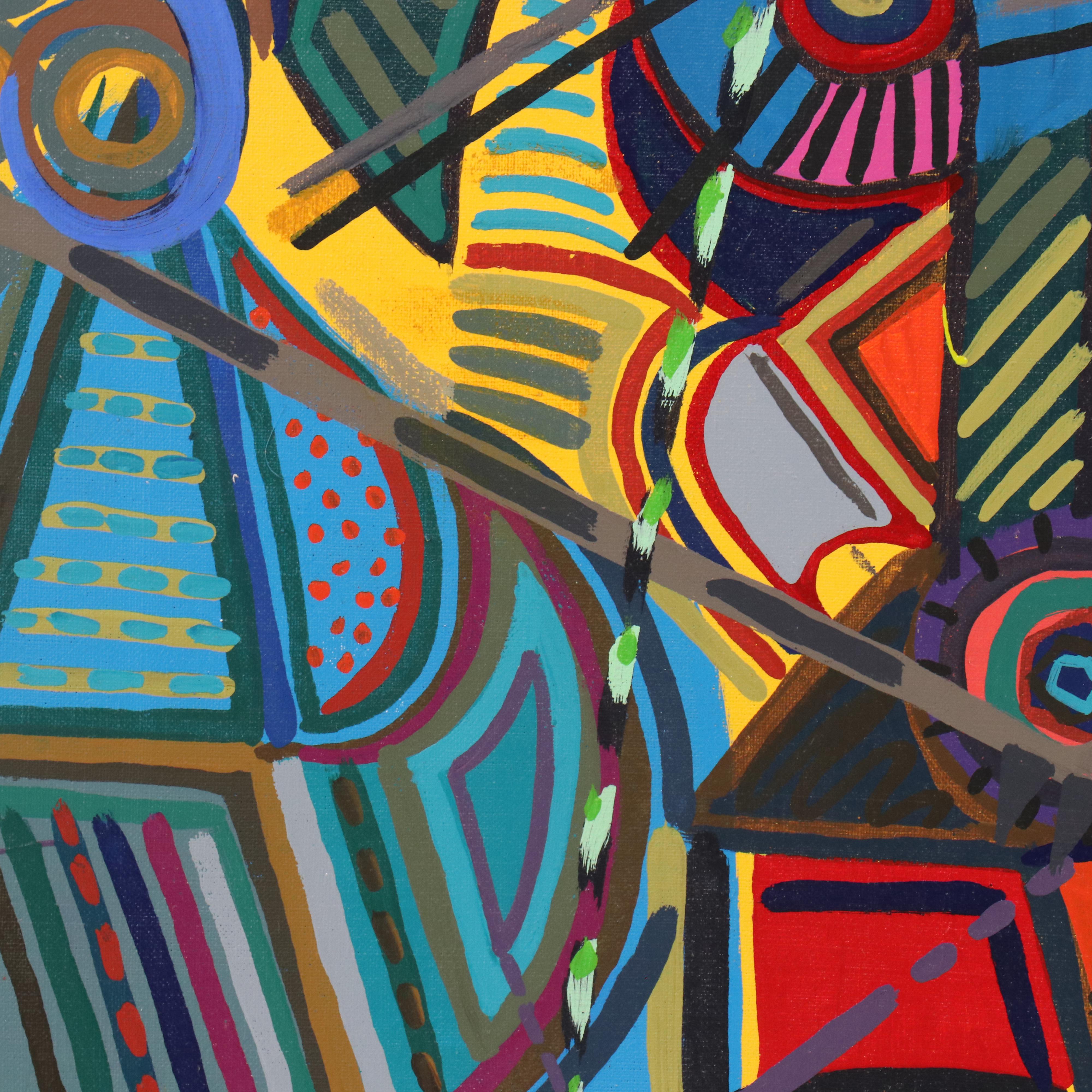 Robert Barnard Acrylic Painting "Blue Machine with Wild Flower," 1998