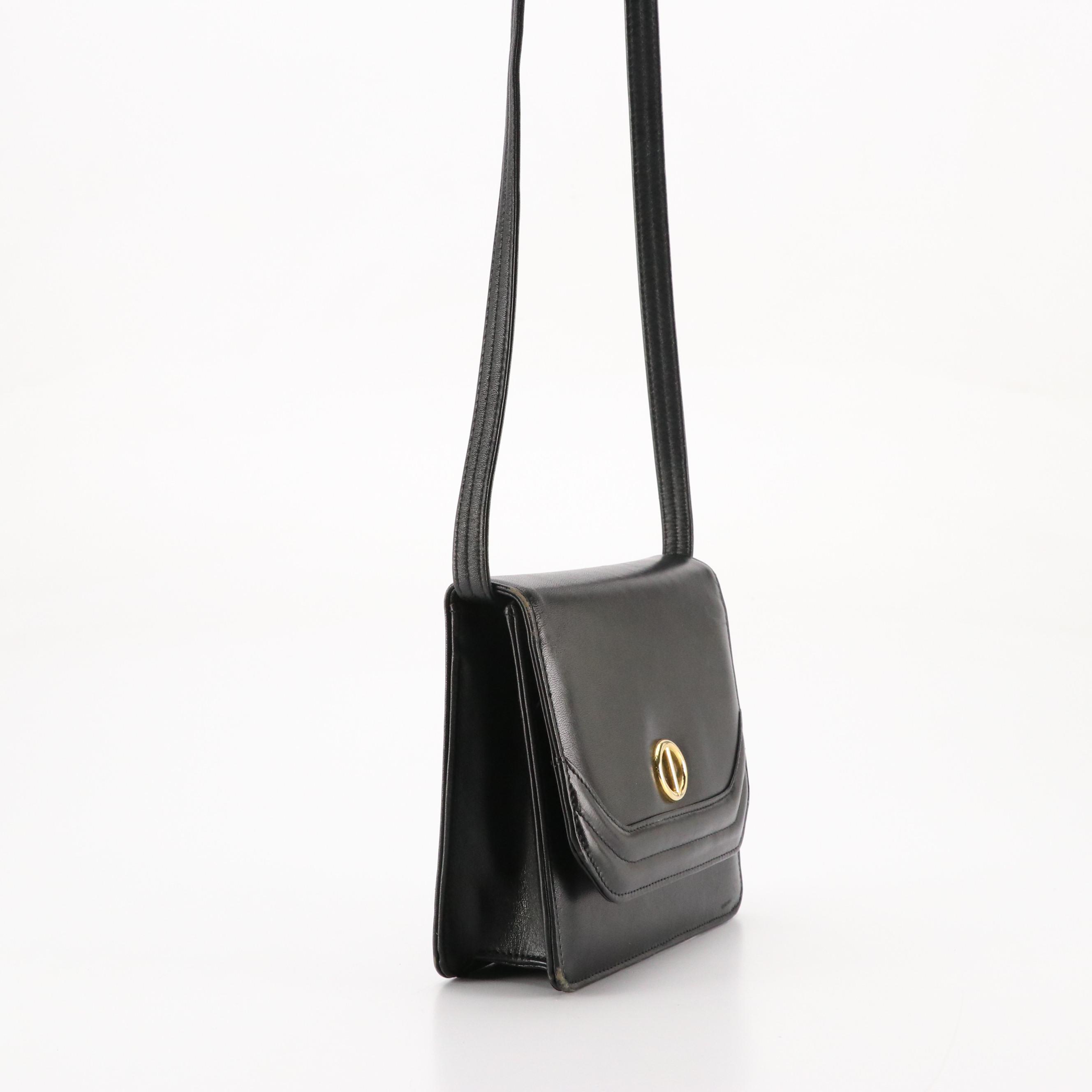 Christian Dior Square Front Flap Crossbody Bag in Black Leather