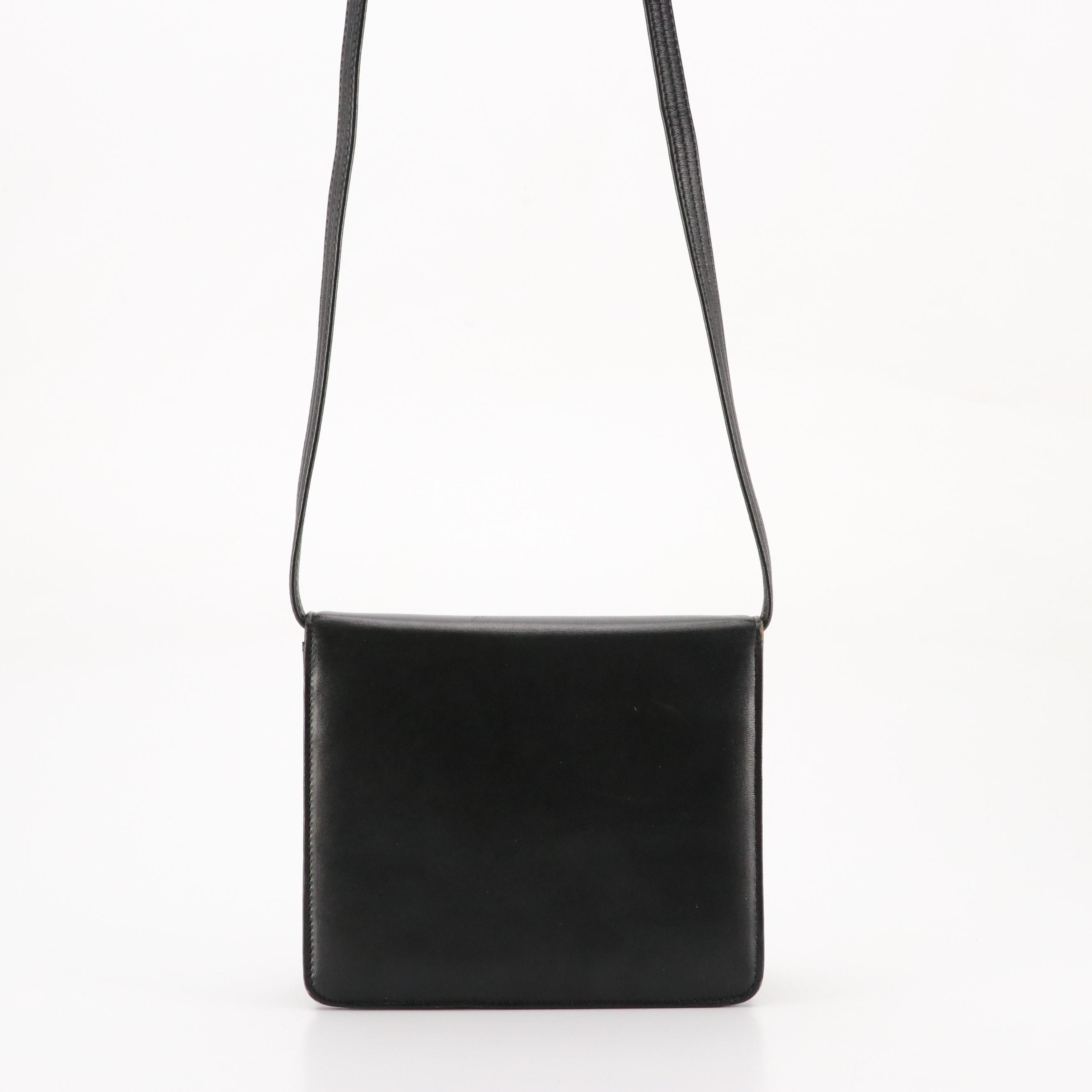 Christian Dior Square Front Flap Crossbody Bag in Black Leather