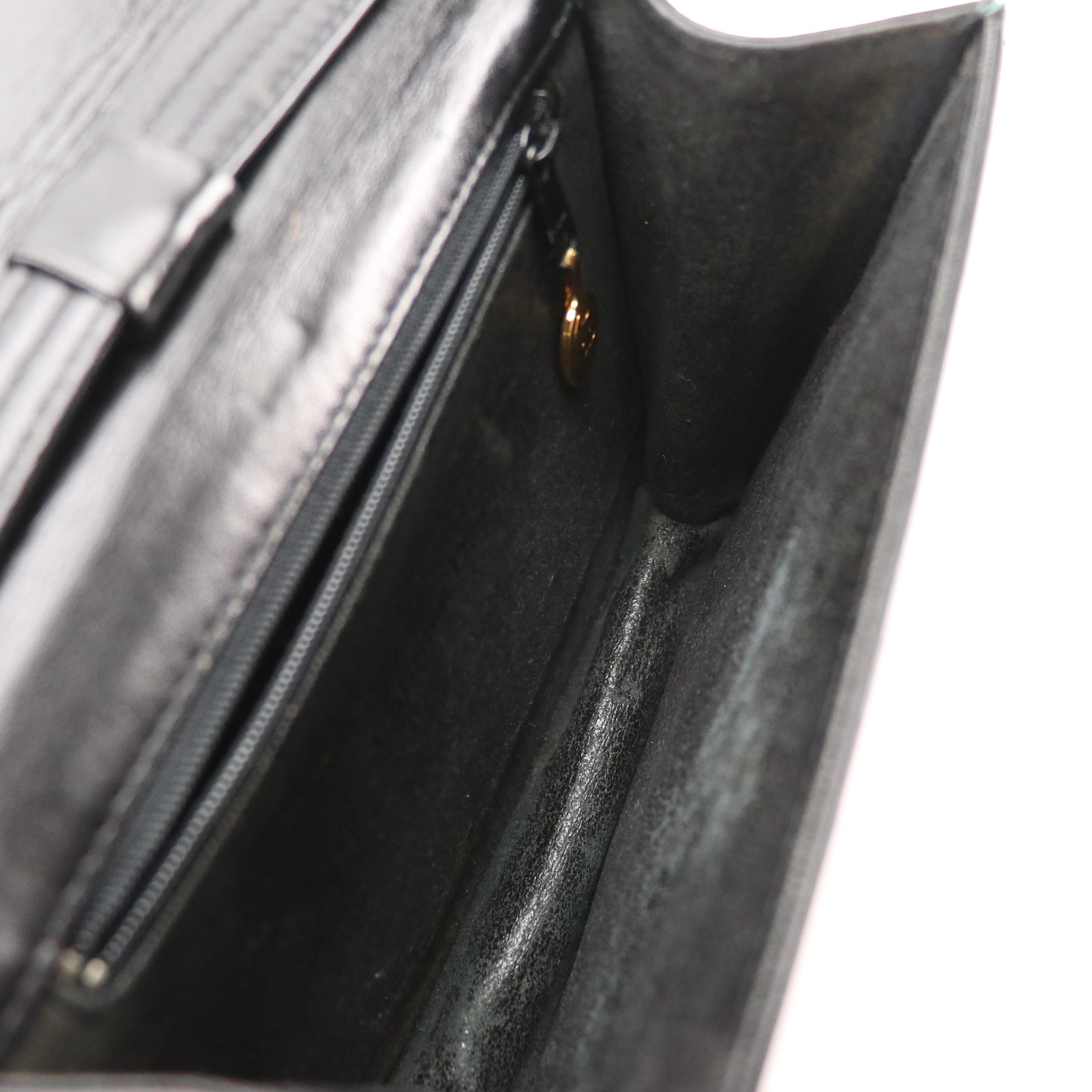 Christian Dior Square Front Flap Crossbody Bag in Black Leather