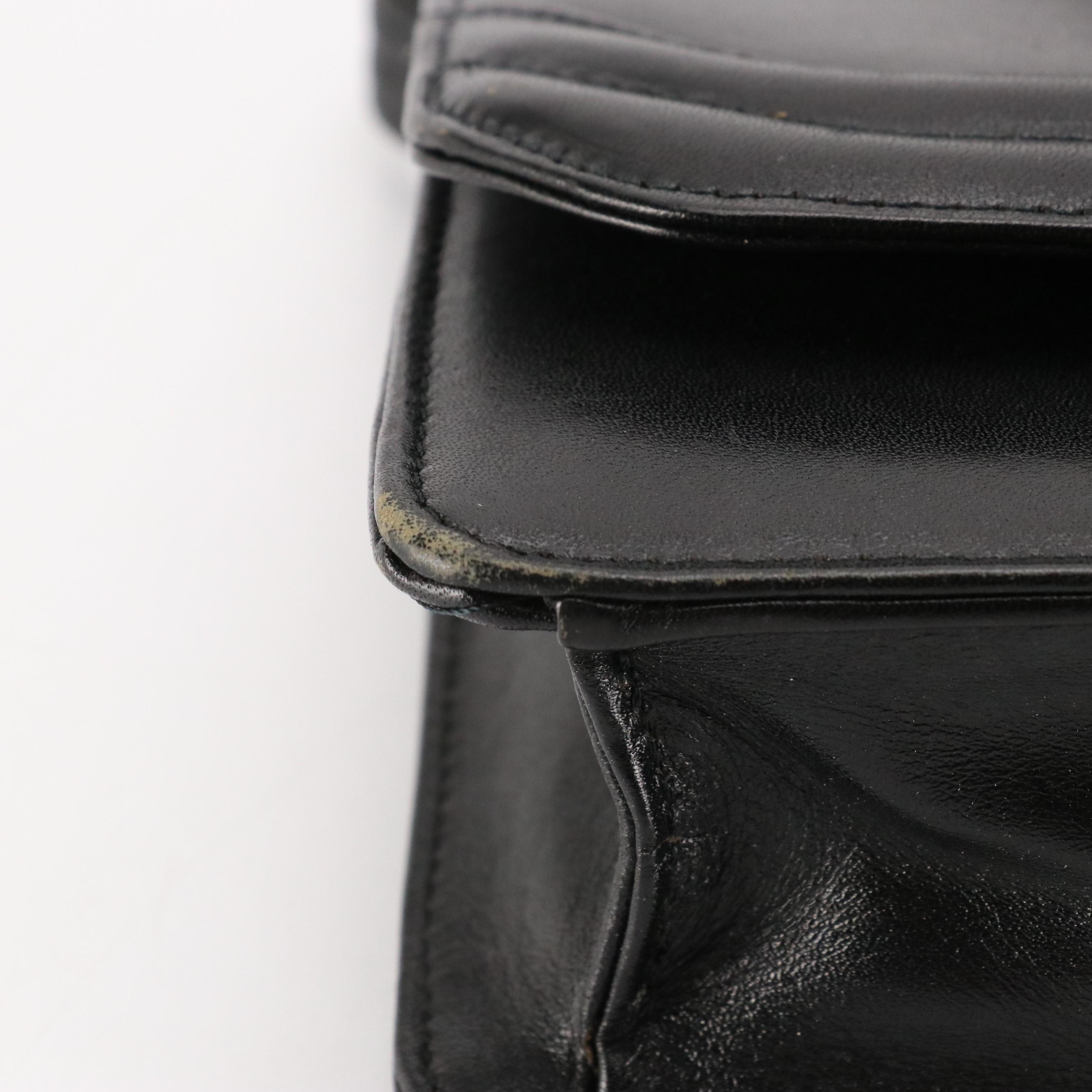 Christian Dior Square Front Flap Crossbody Bag in Black Leather