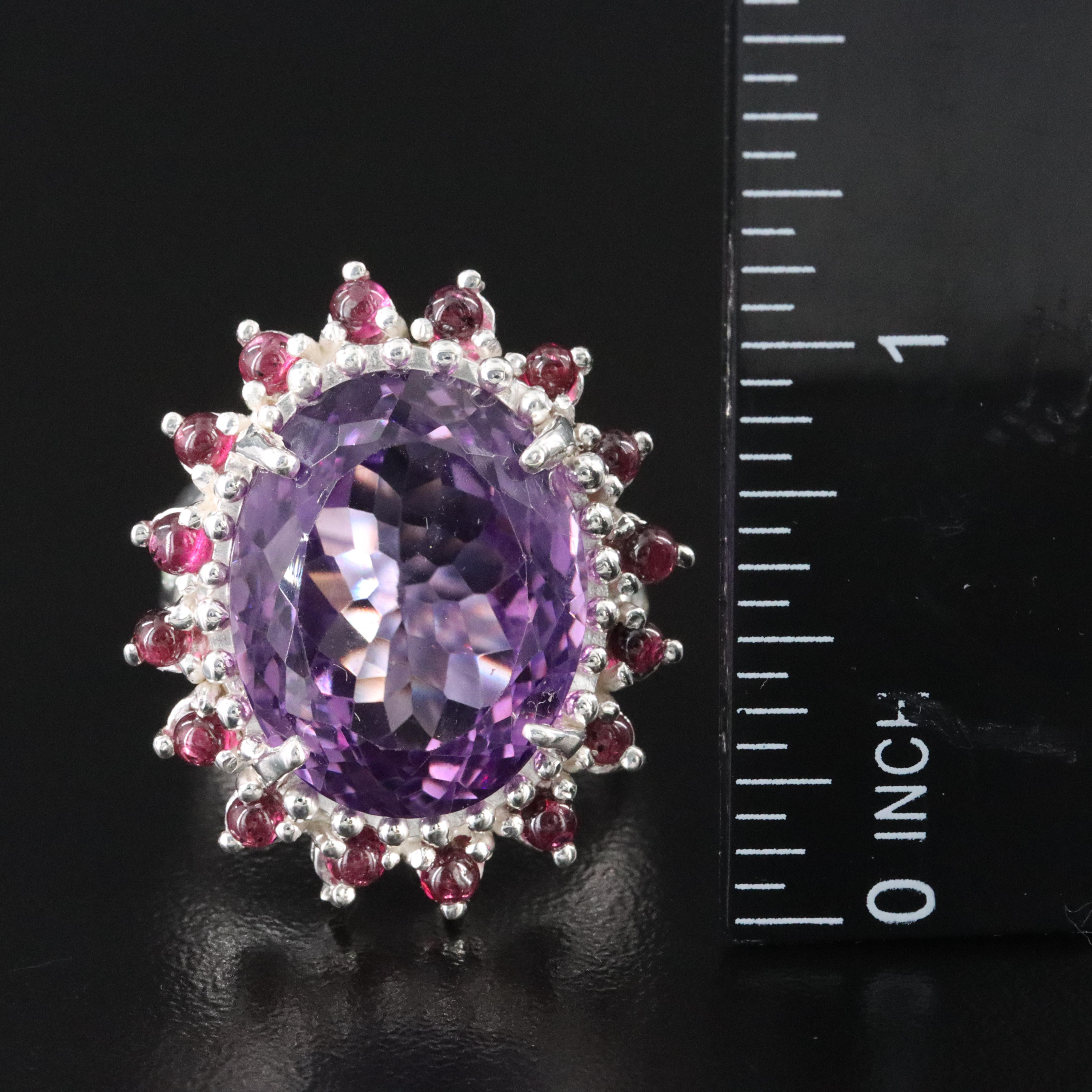 Sterling Amethyst and Garnet Ring
