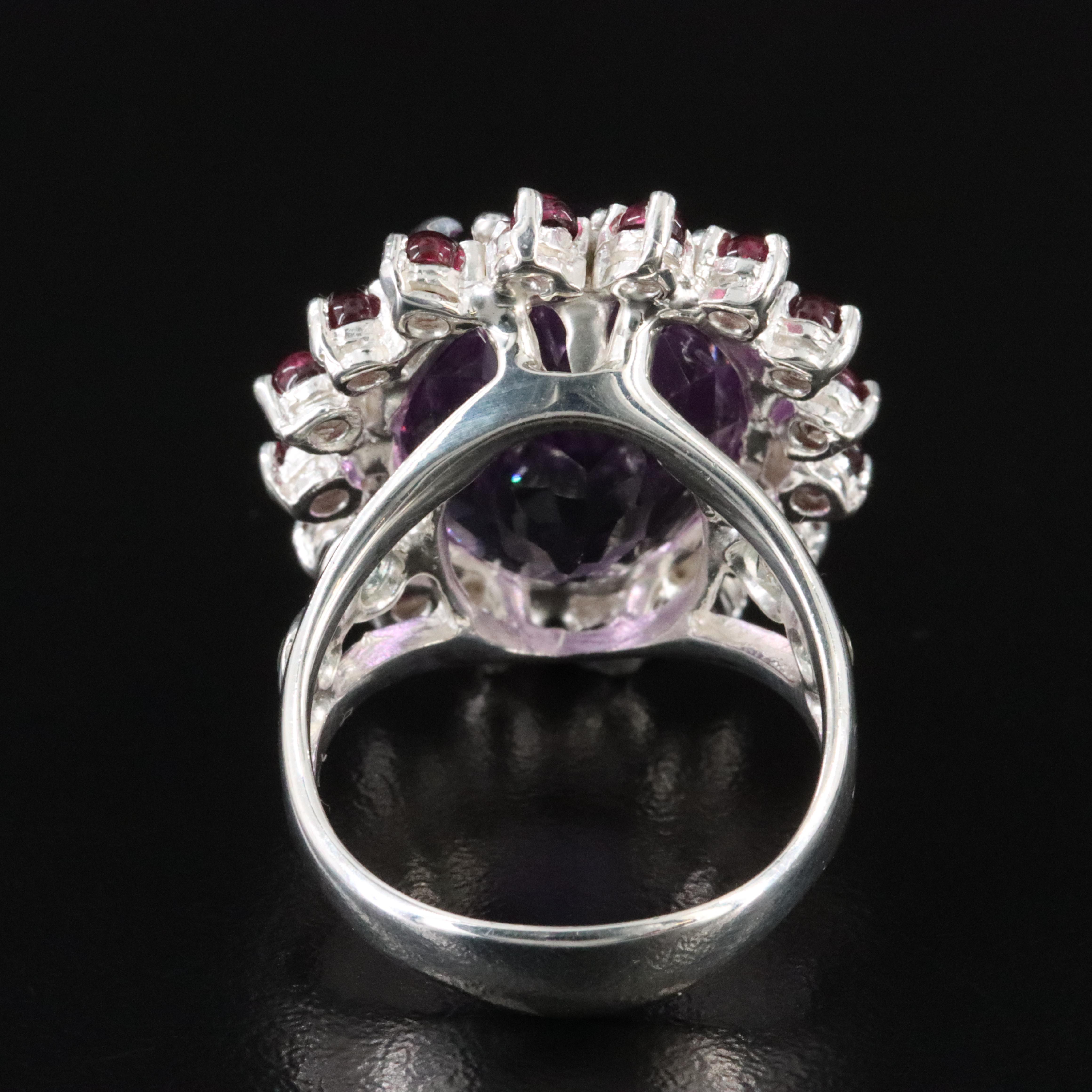 Sterling Amethyst and Garnet Ring