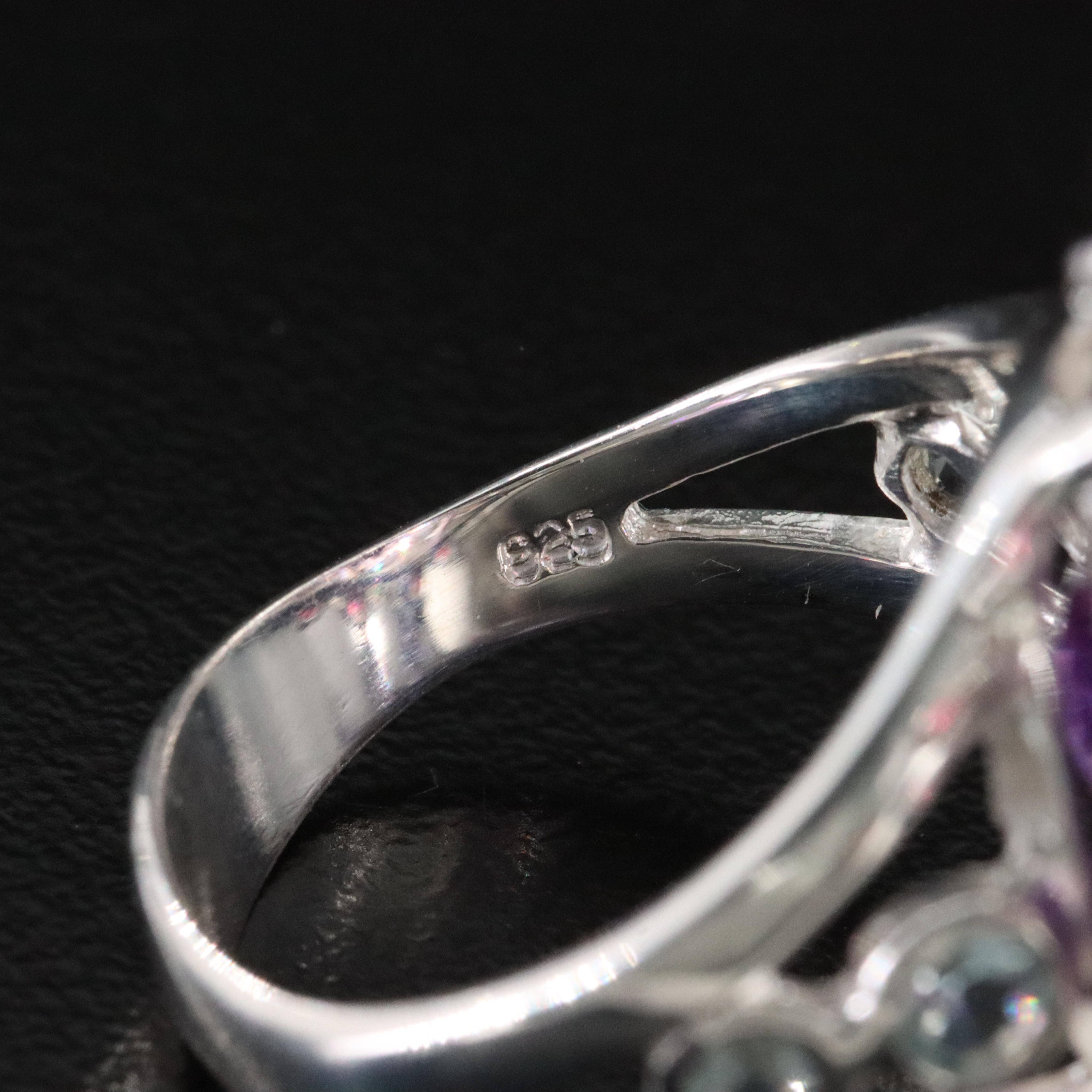 Sterling Amethyst and Garnet Ring