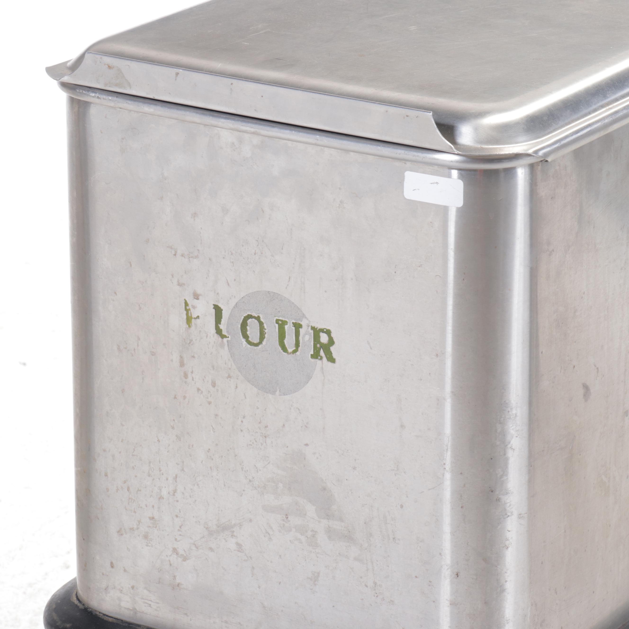 Industrial Size Flour, Sugar, and Other Stainless Steel Canister on Casters