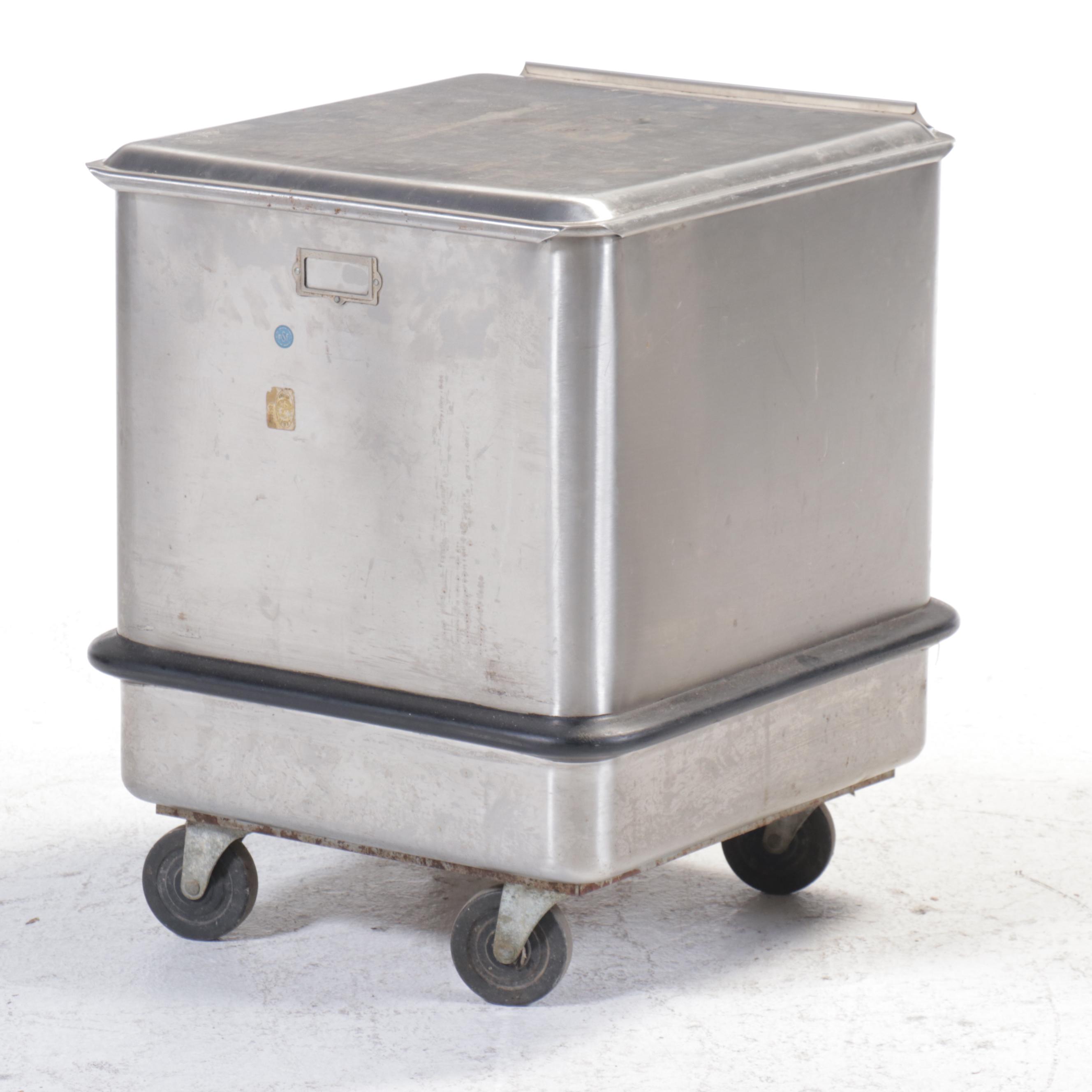 Industrial Size Flour, Sugar, and Other Stainless Steel Canister on Casters
