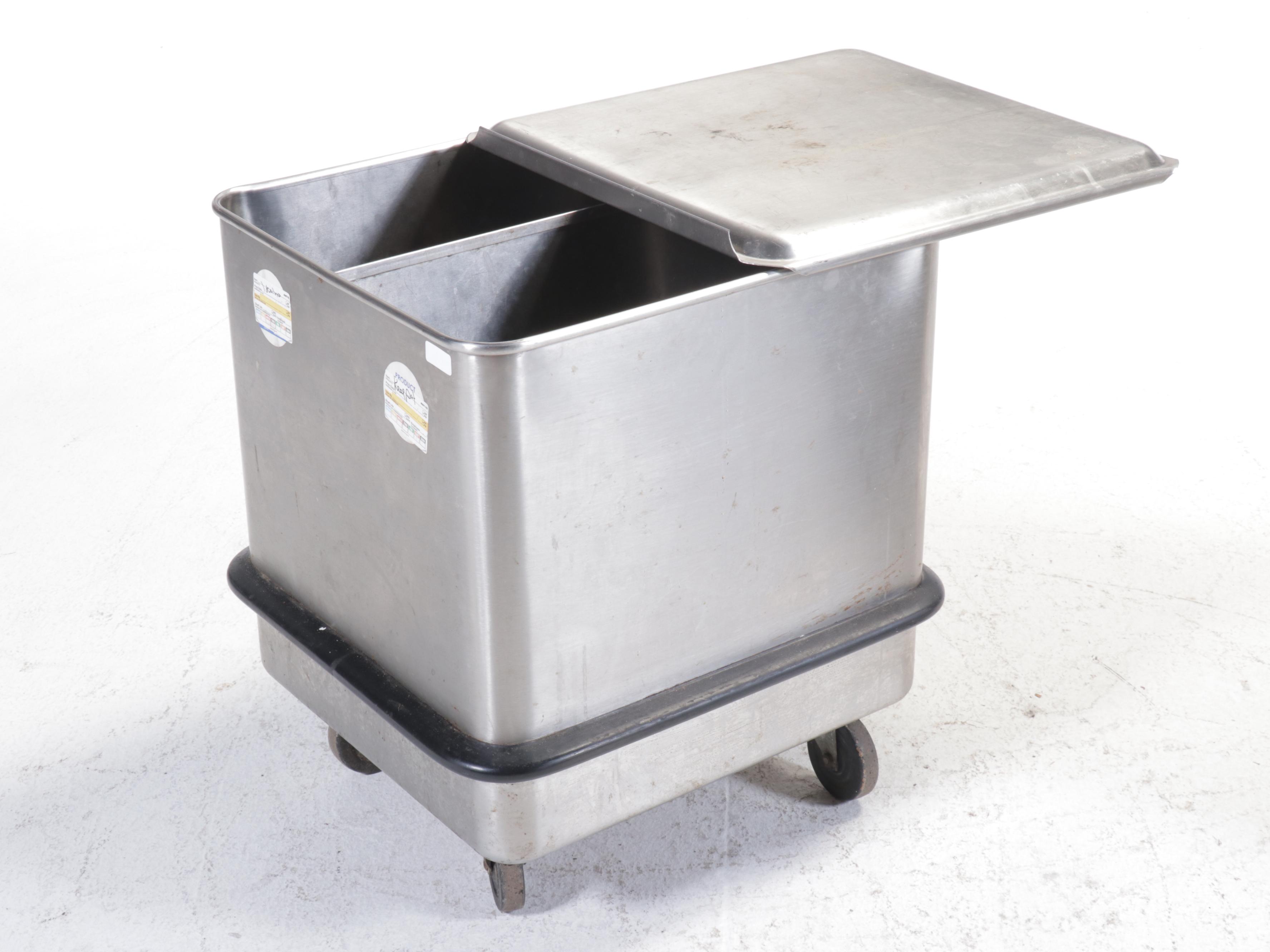 Industrial Size Flour, Sugar, and Other Stainless Steel Canister on Casters