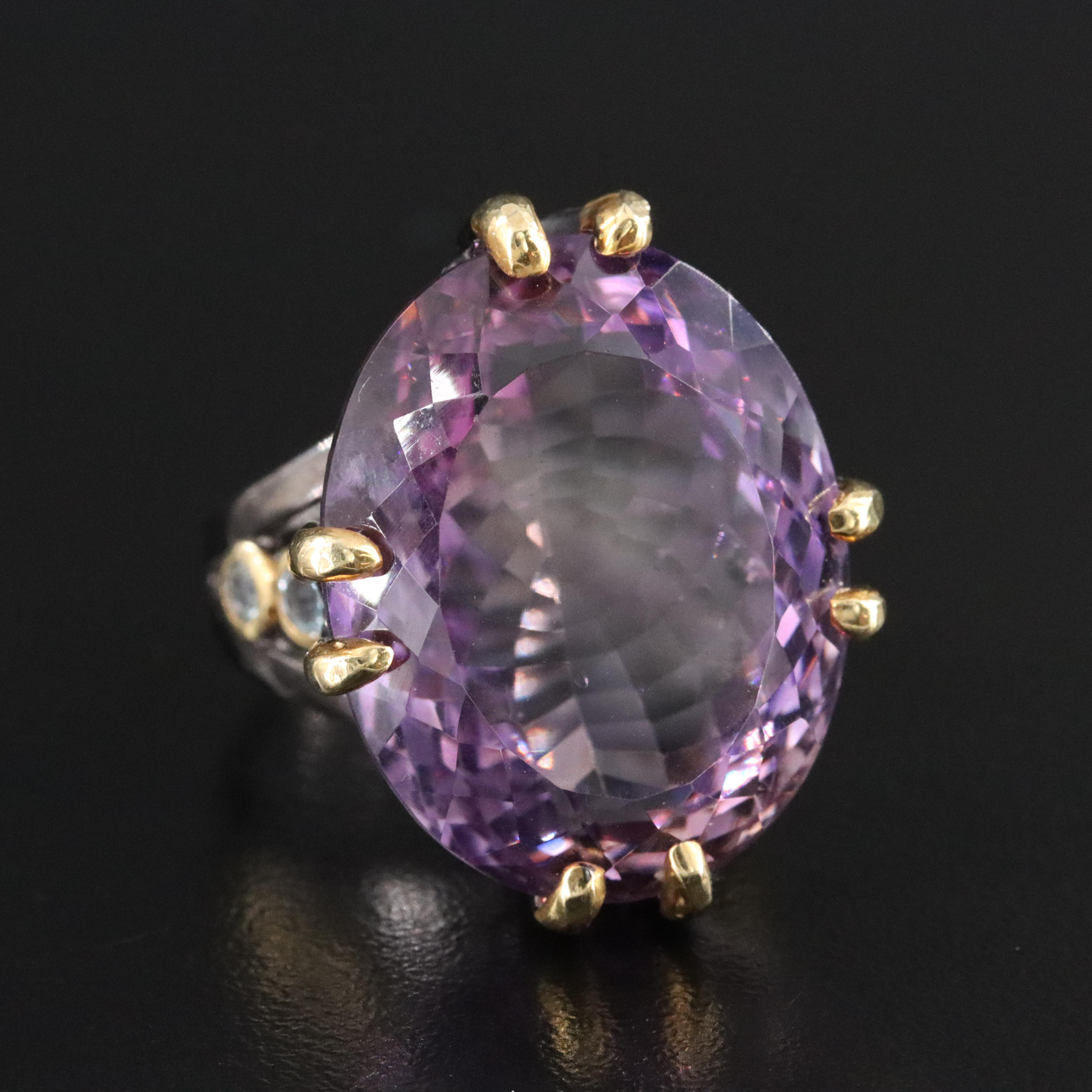 Sterling Amethyst and White Sapphire Ring