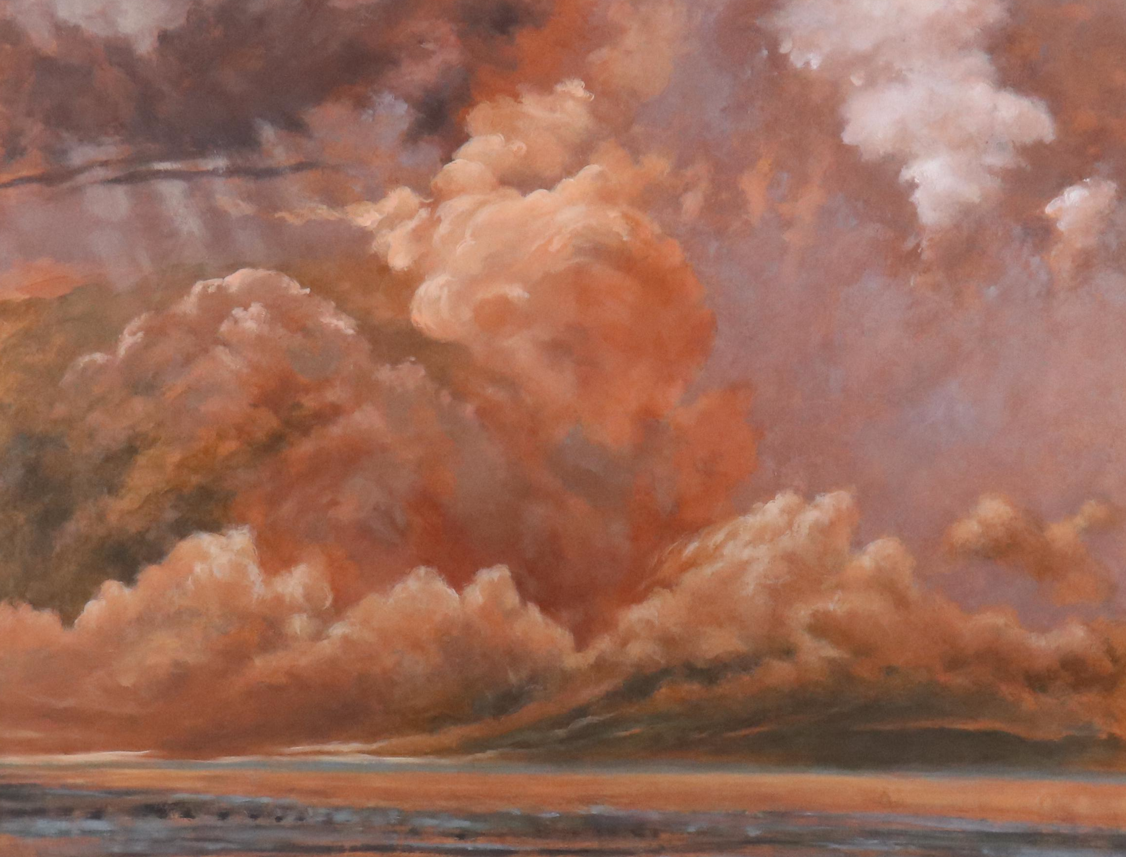 Large-Scale Jane Kulbacki Cloudscape Oil Painting, Late 20th Century