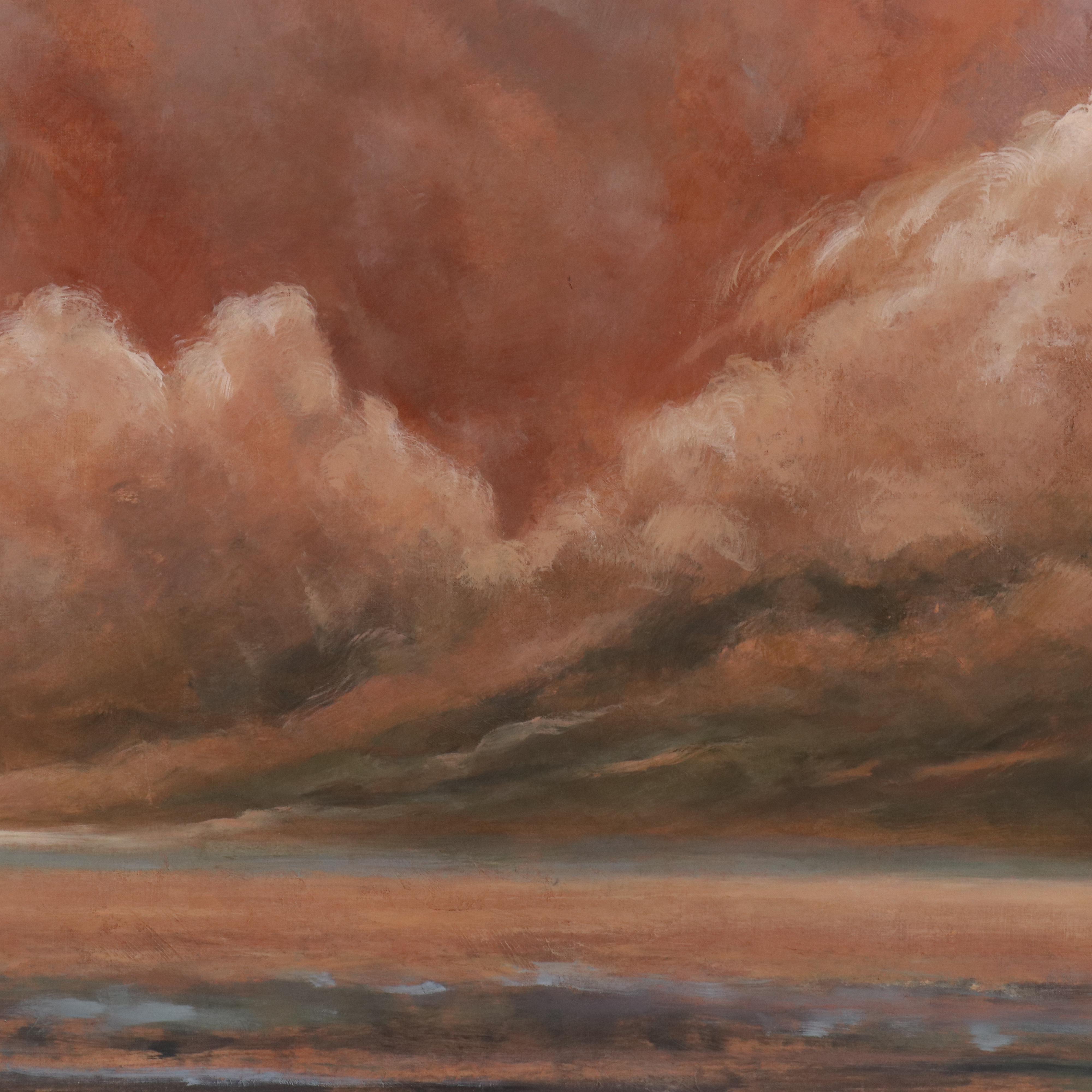 Large-Scale Jane Kulbacki Cloudscape Oil Painting, Late 20th Century
