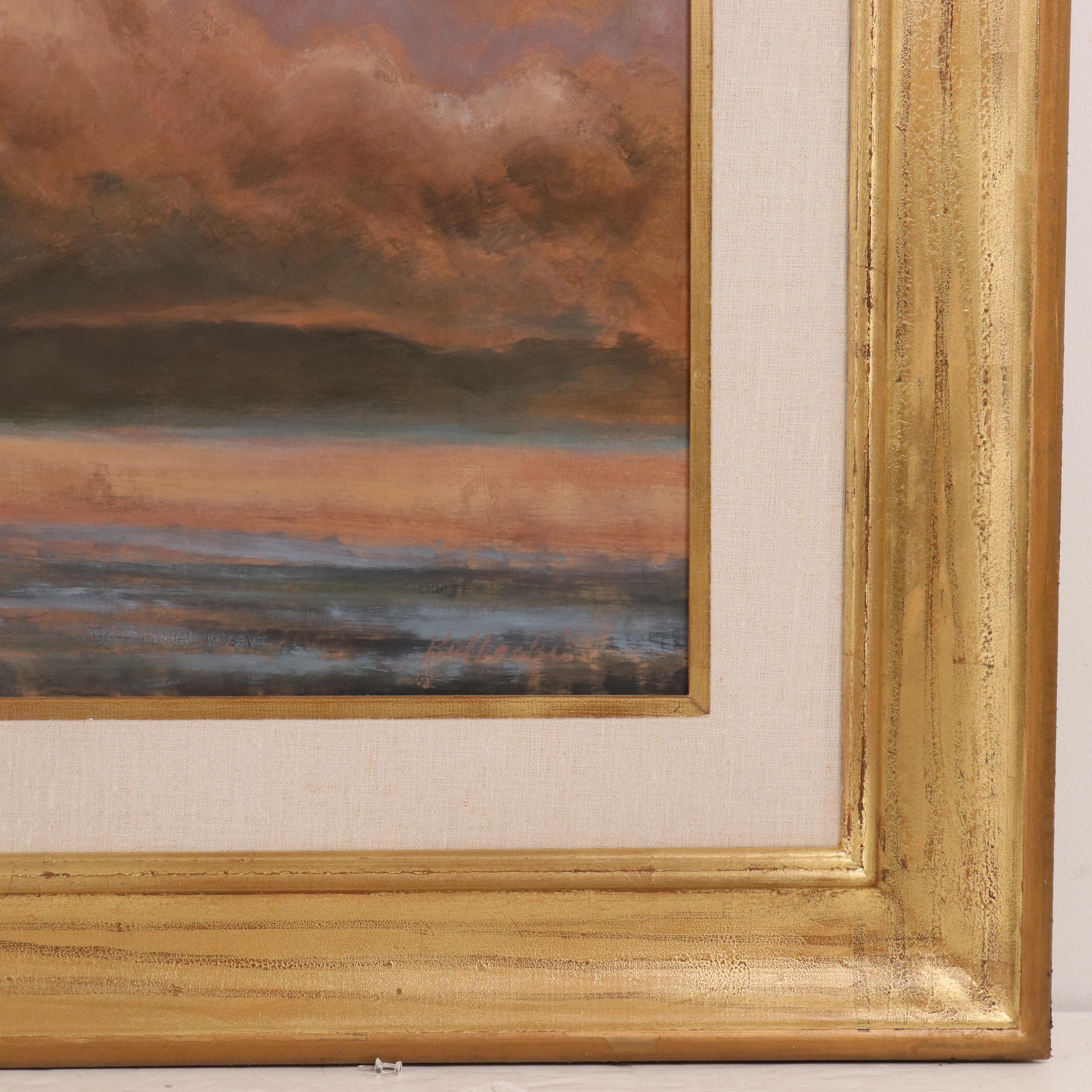 Large-Scale Jane Kulbacki Cloudscape Oil Painting, Late 20th Century