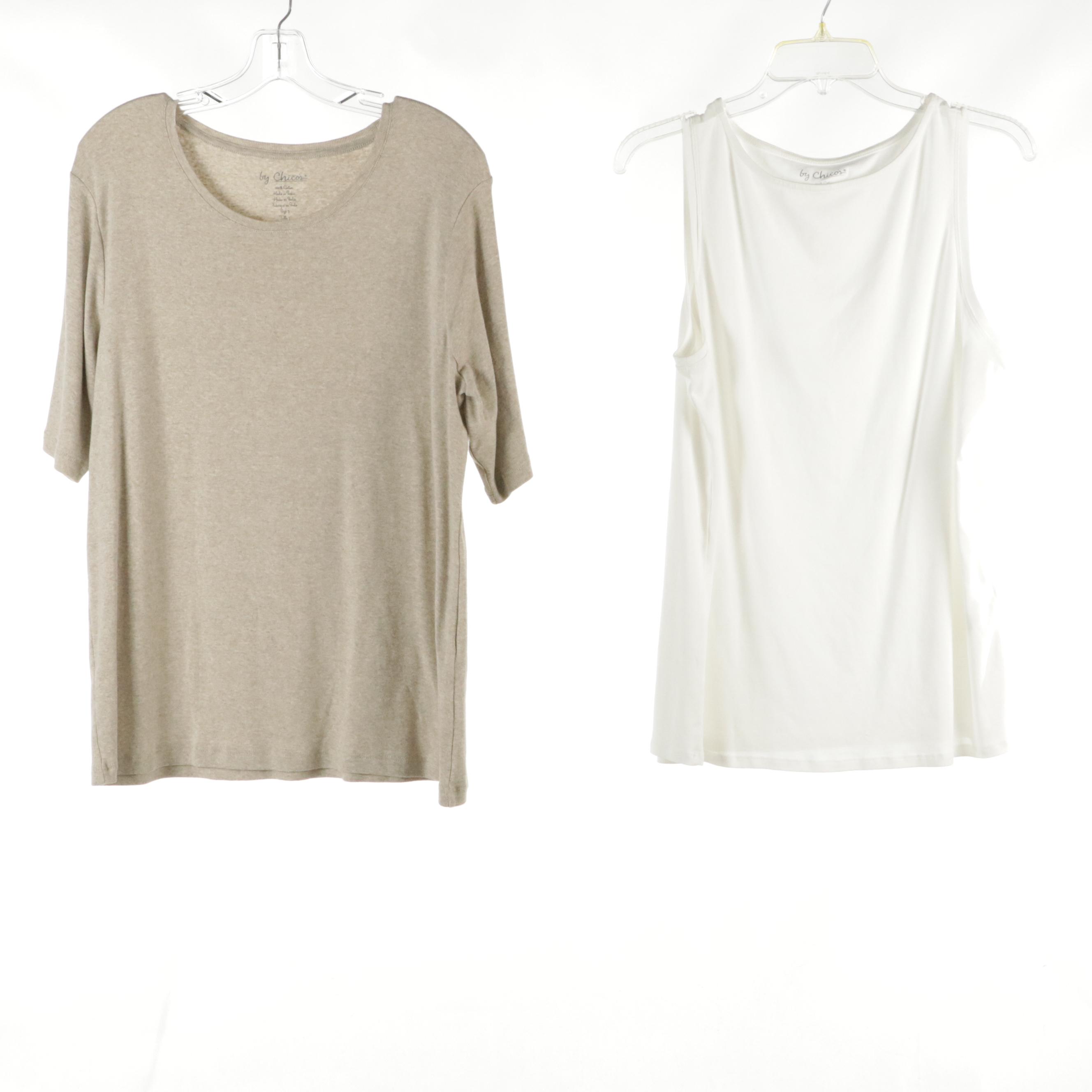 Chico's Appliqué Linen Kurta Tunic, Top, Tank, and Banana Republic Linen Shirt