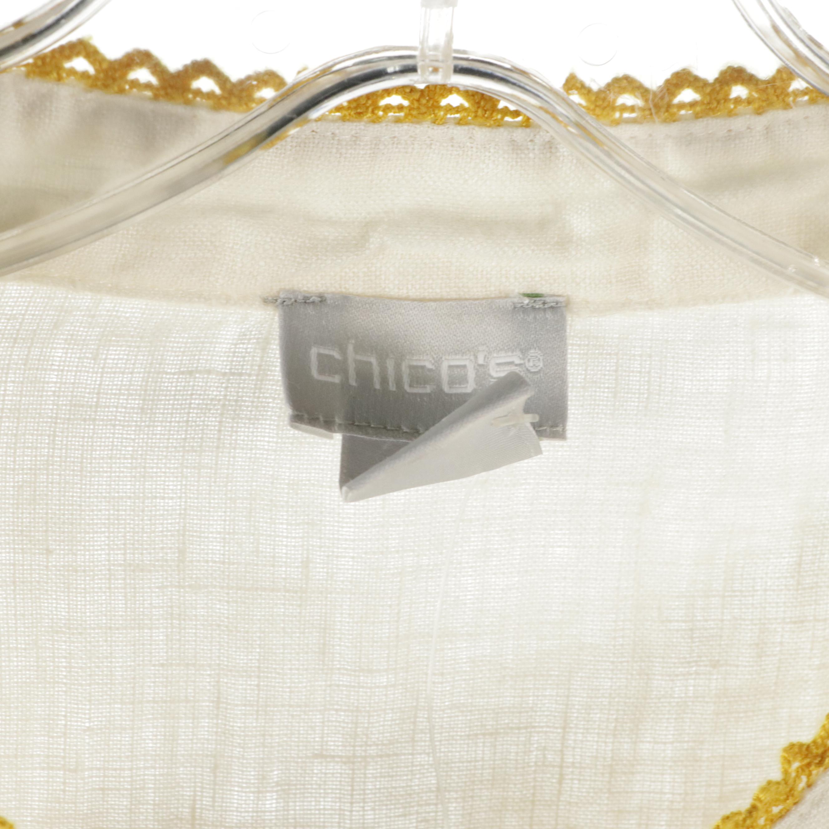 Chico's Appliqué Linen Kurta Tunic, Top, Tank, and Banana Republic Linen Shirt