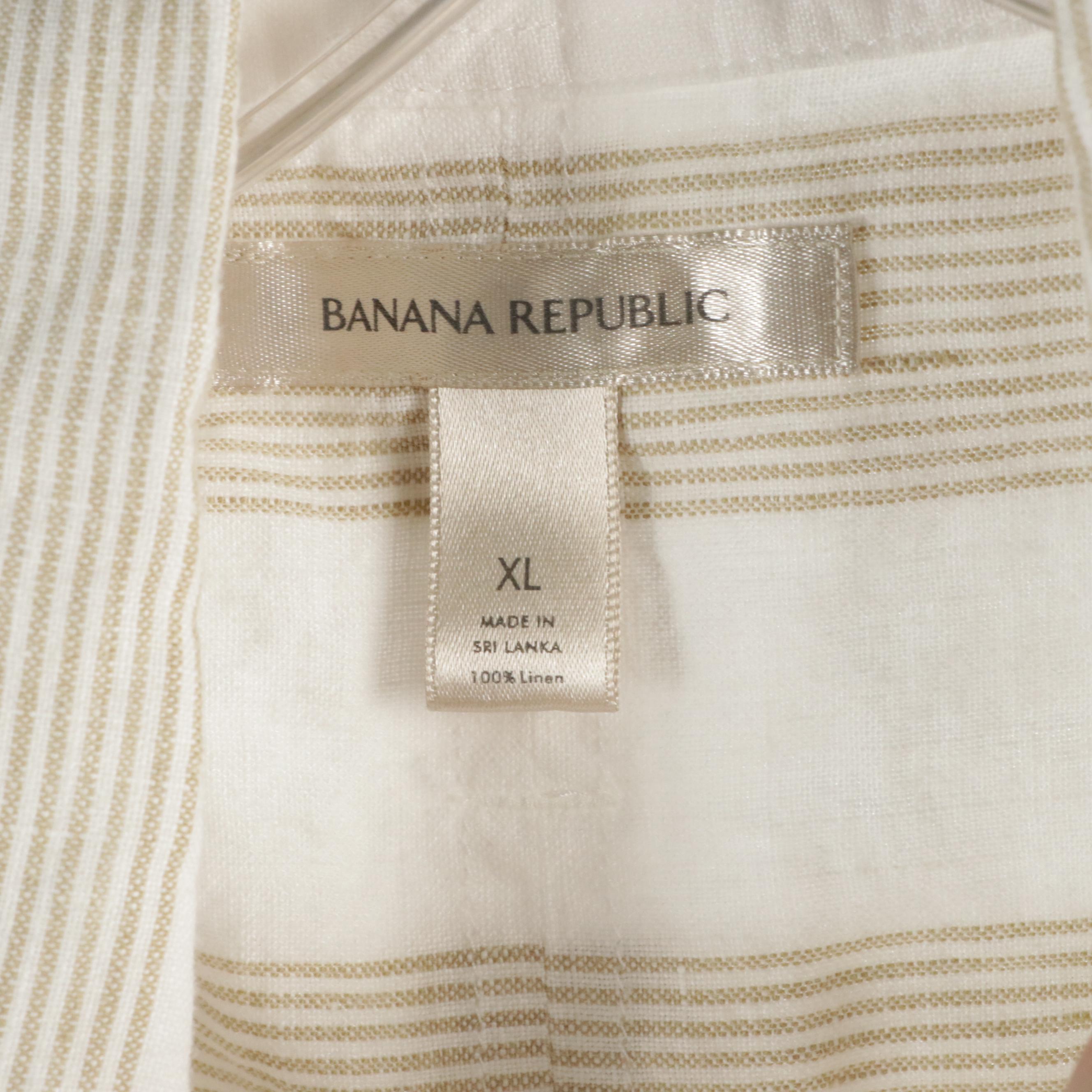 Chico's Appliqué Linen Kurta Tunic, Top, Tank, and Banana Republic Linen Shirt