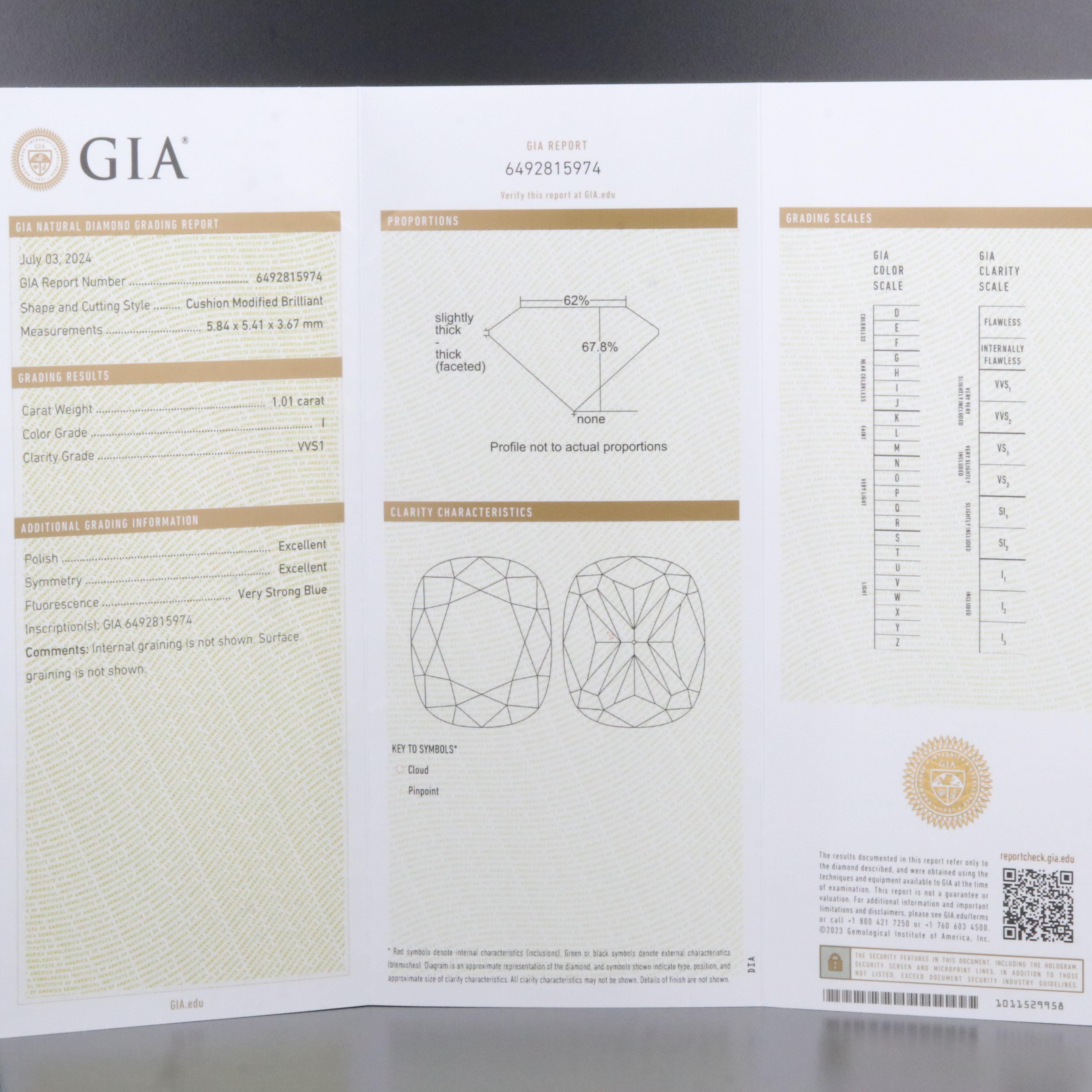 Loose 1.01 CT Diamond with GIA Report