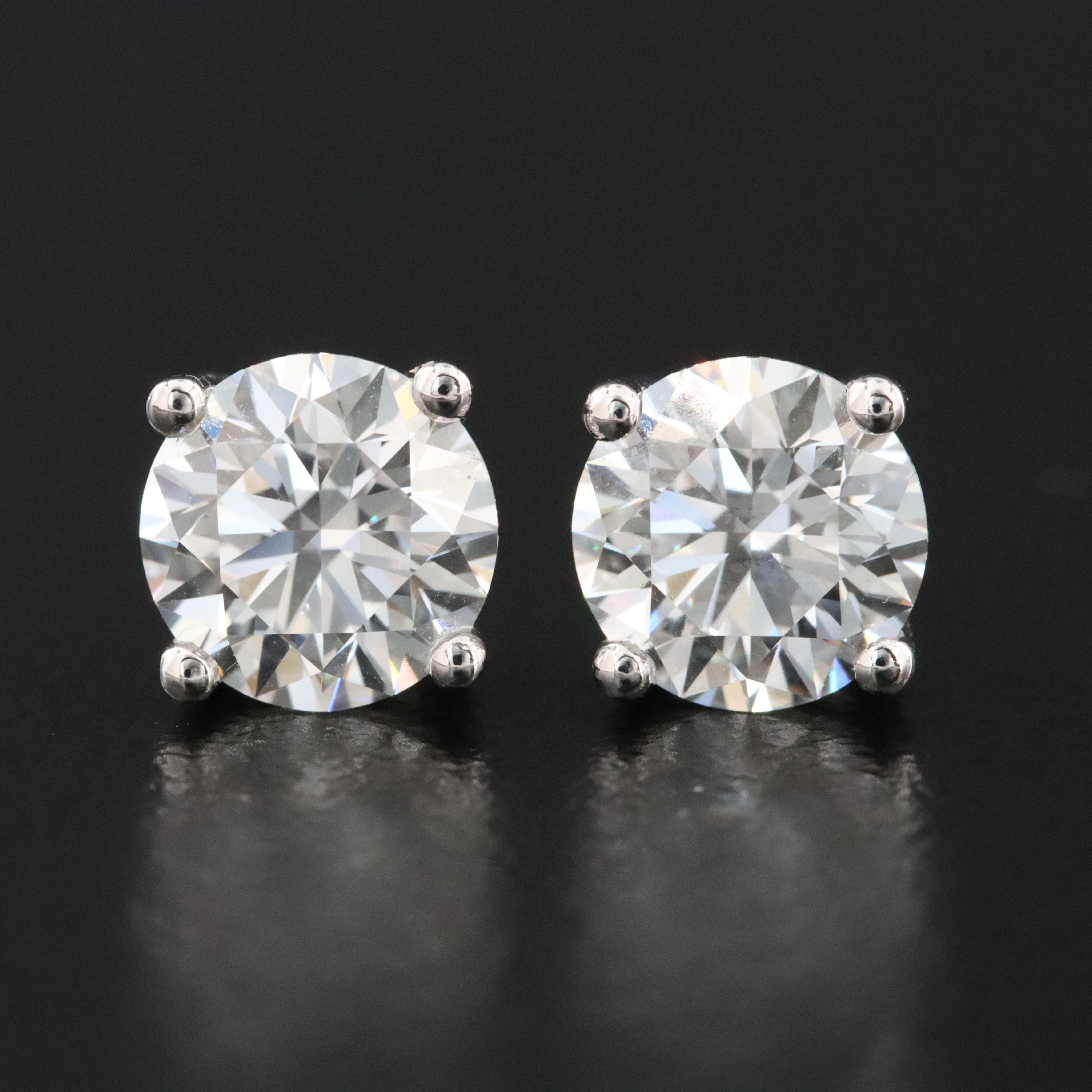 Platinum 2.11 CTW Lab Grown Diamond Solitaire Earrings with Online IGI Reports