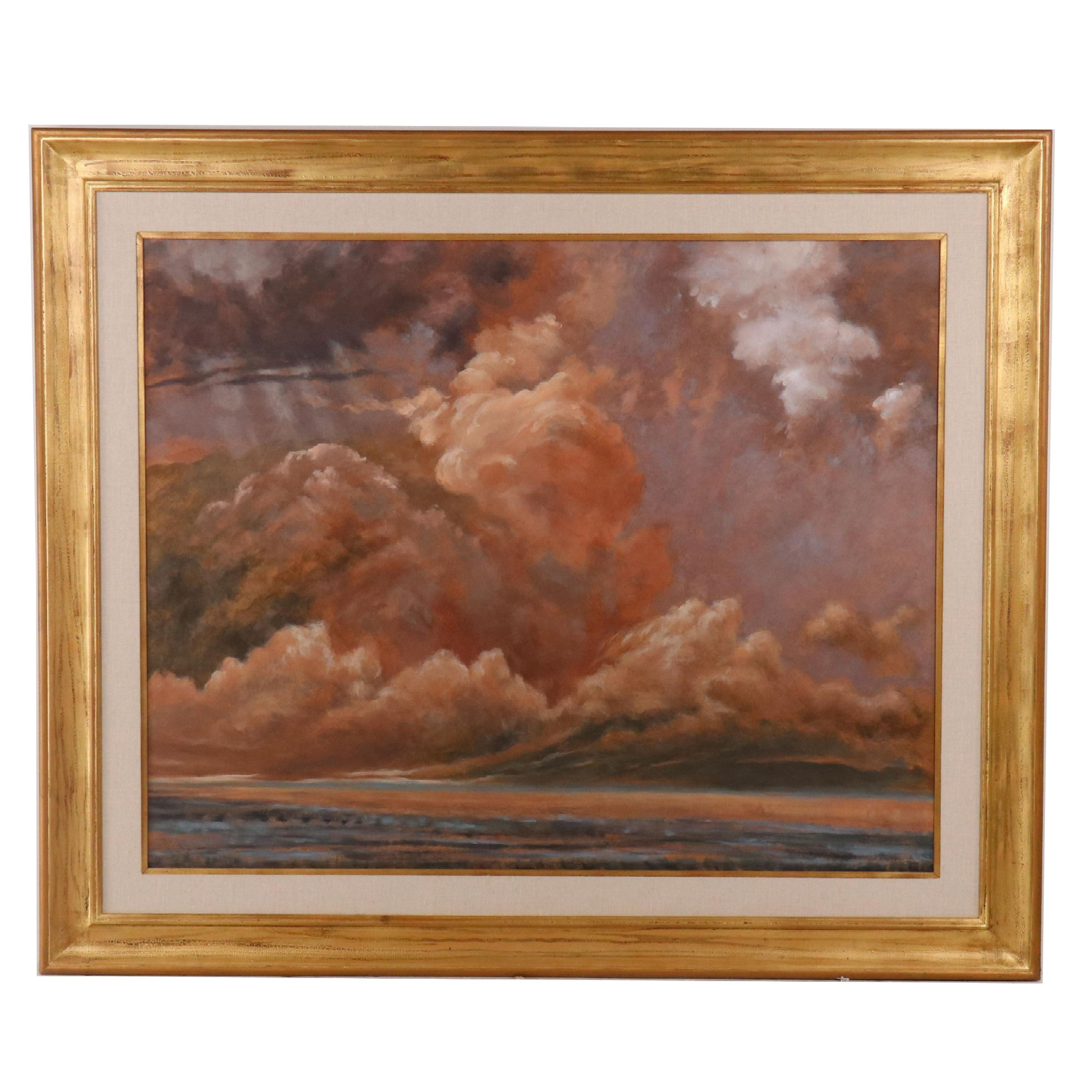 Large-Scale Jane Kulbacki Cloudscape Oil Painting, Late 20th Century