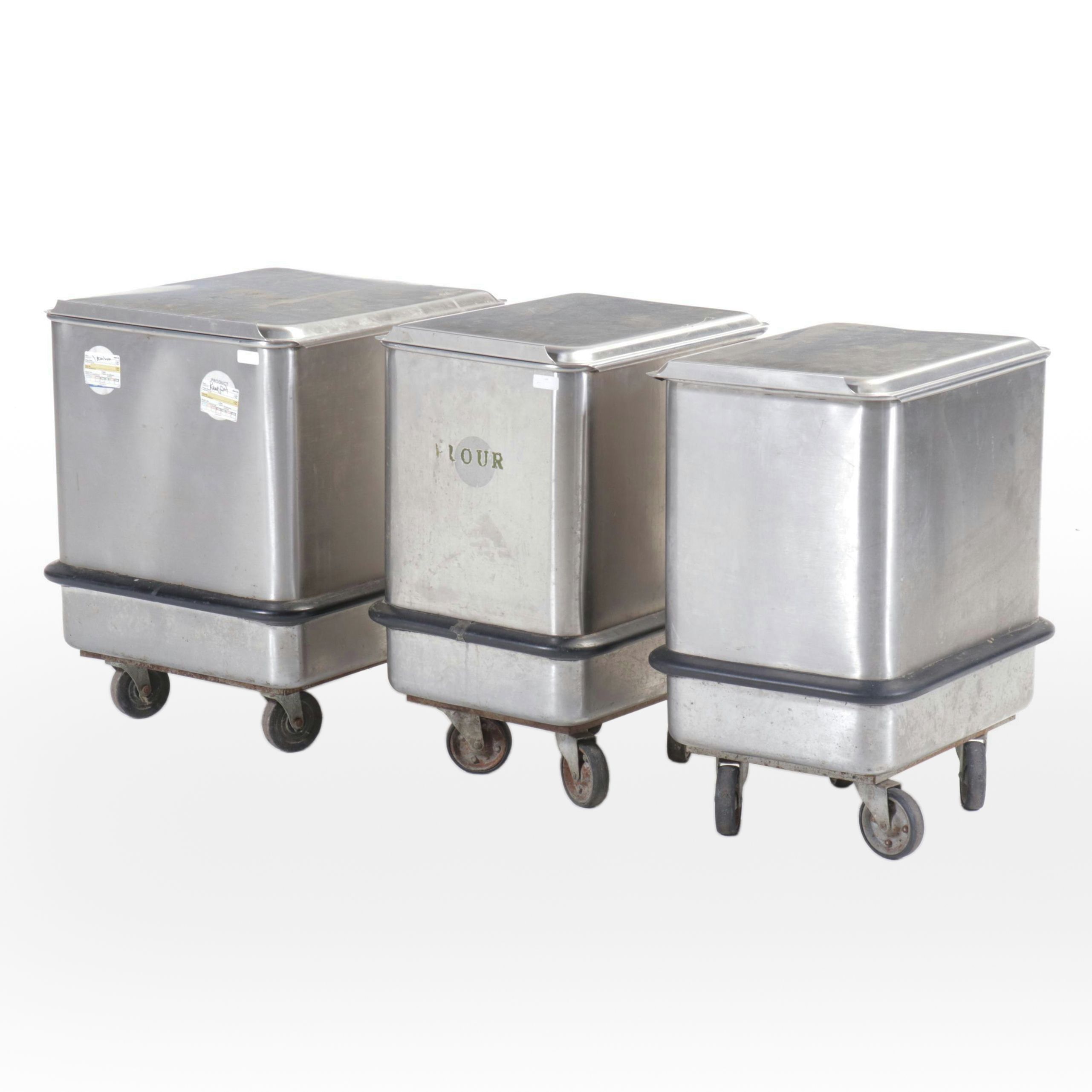 Industrial Size Flour, Sugar, and Other Stainless Steel Canister on Casters