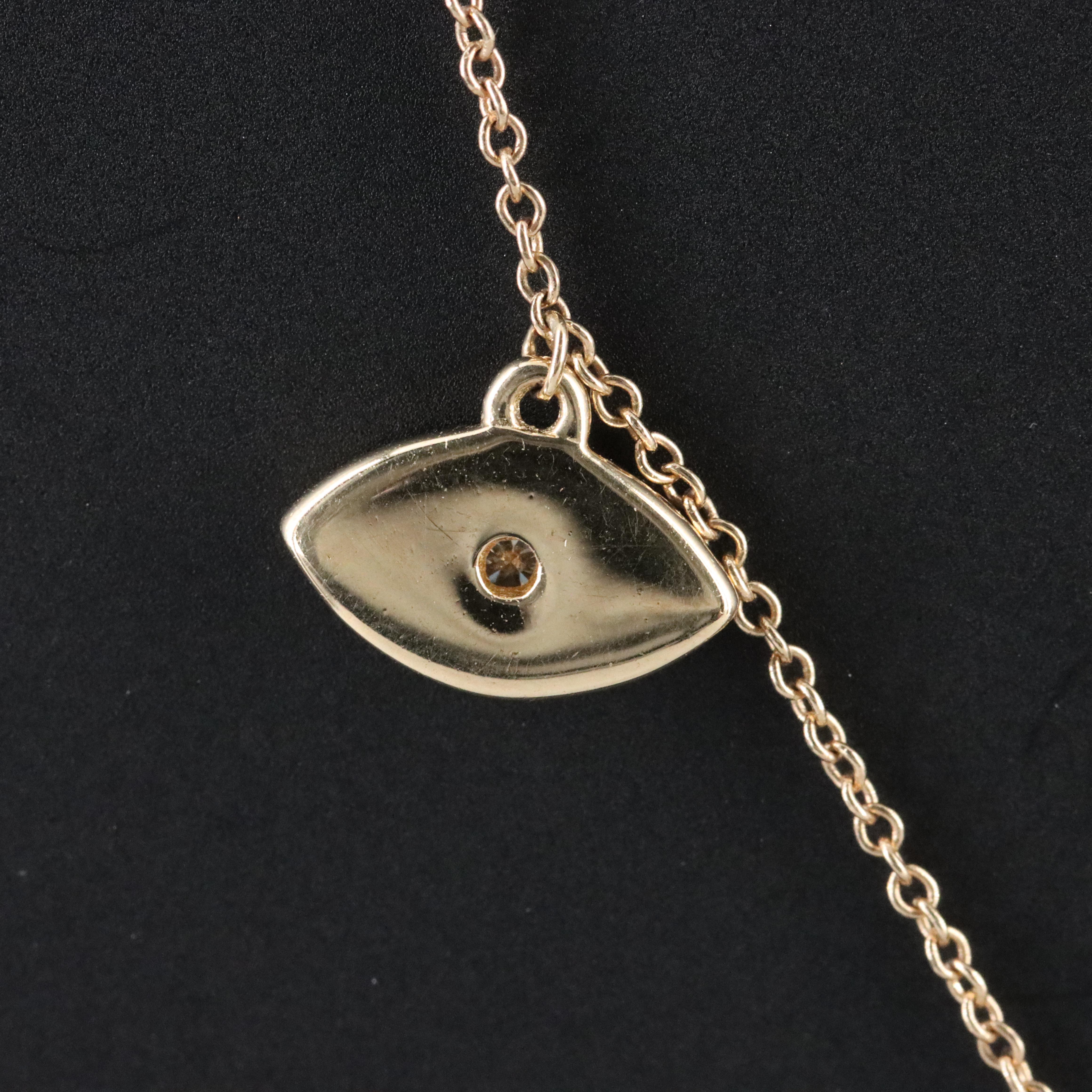 14K Diamond and Enamel Hamsa, Star and Evil Eye Necklace