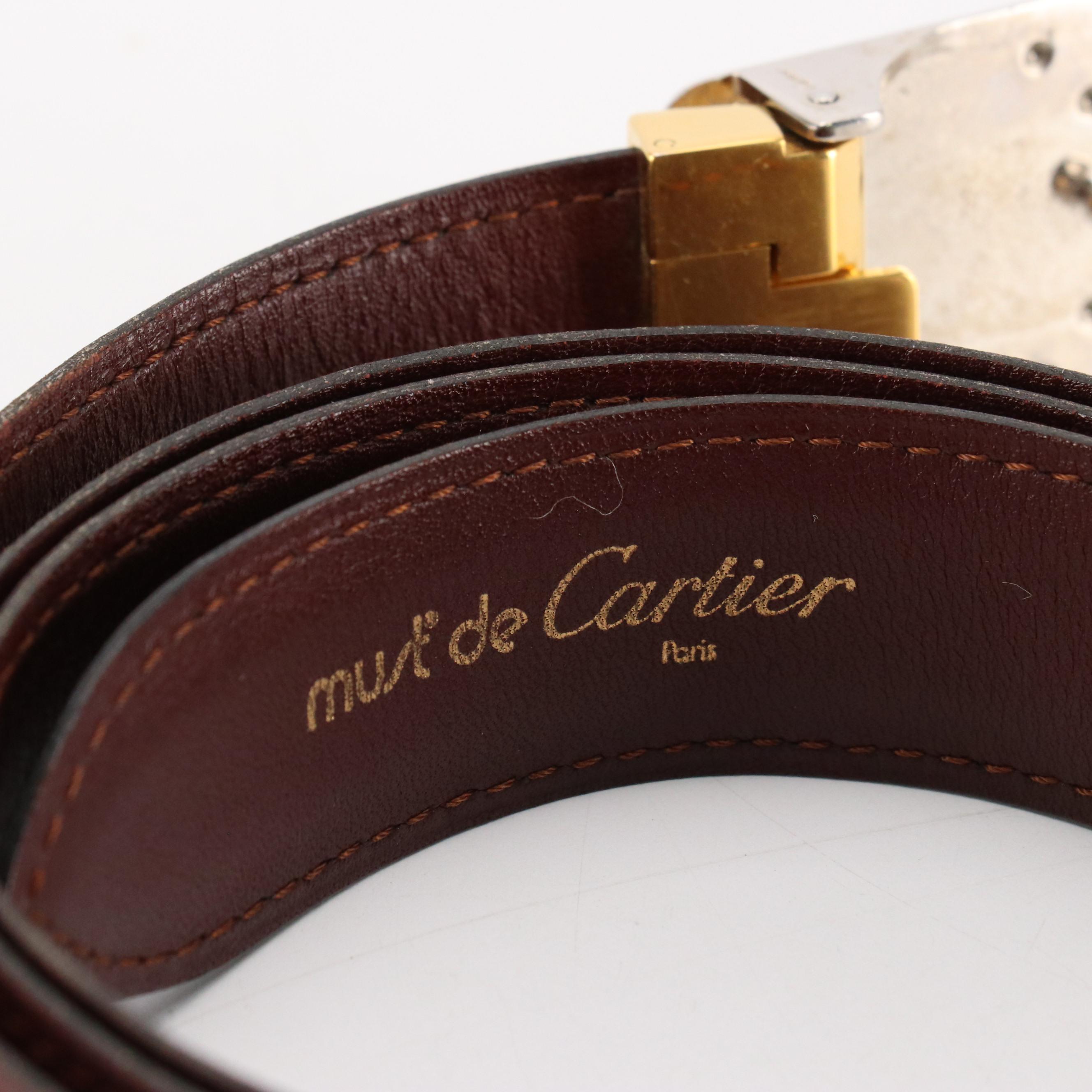 Must de Cartier Belt in Smooth Bordeaux Leather, With Box