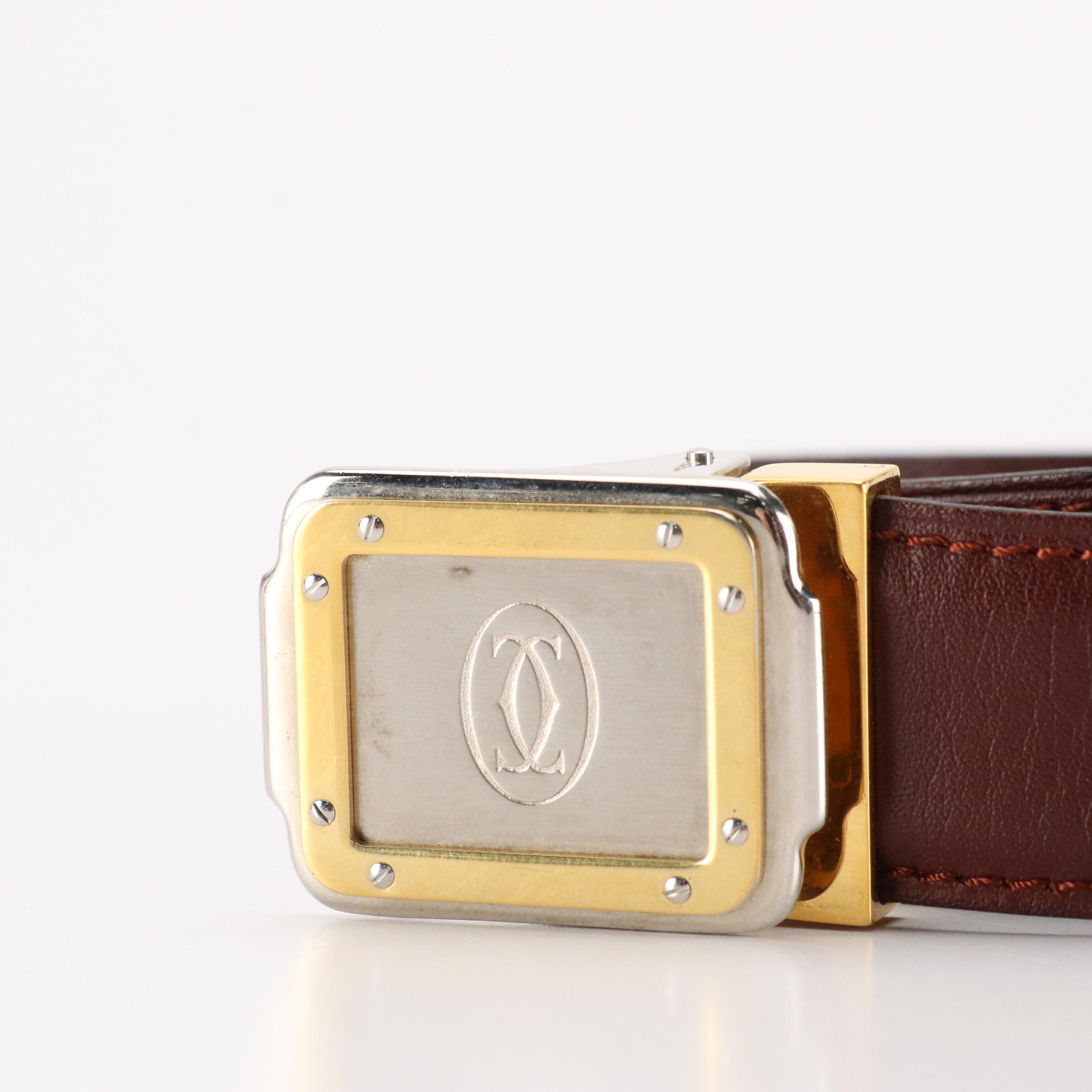 Must de Cartier Belt in Smooth Bordeaux Leather, With Box