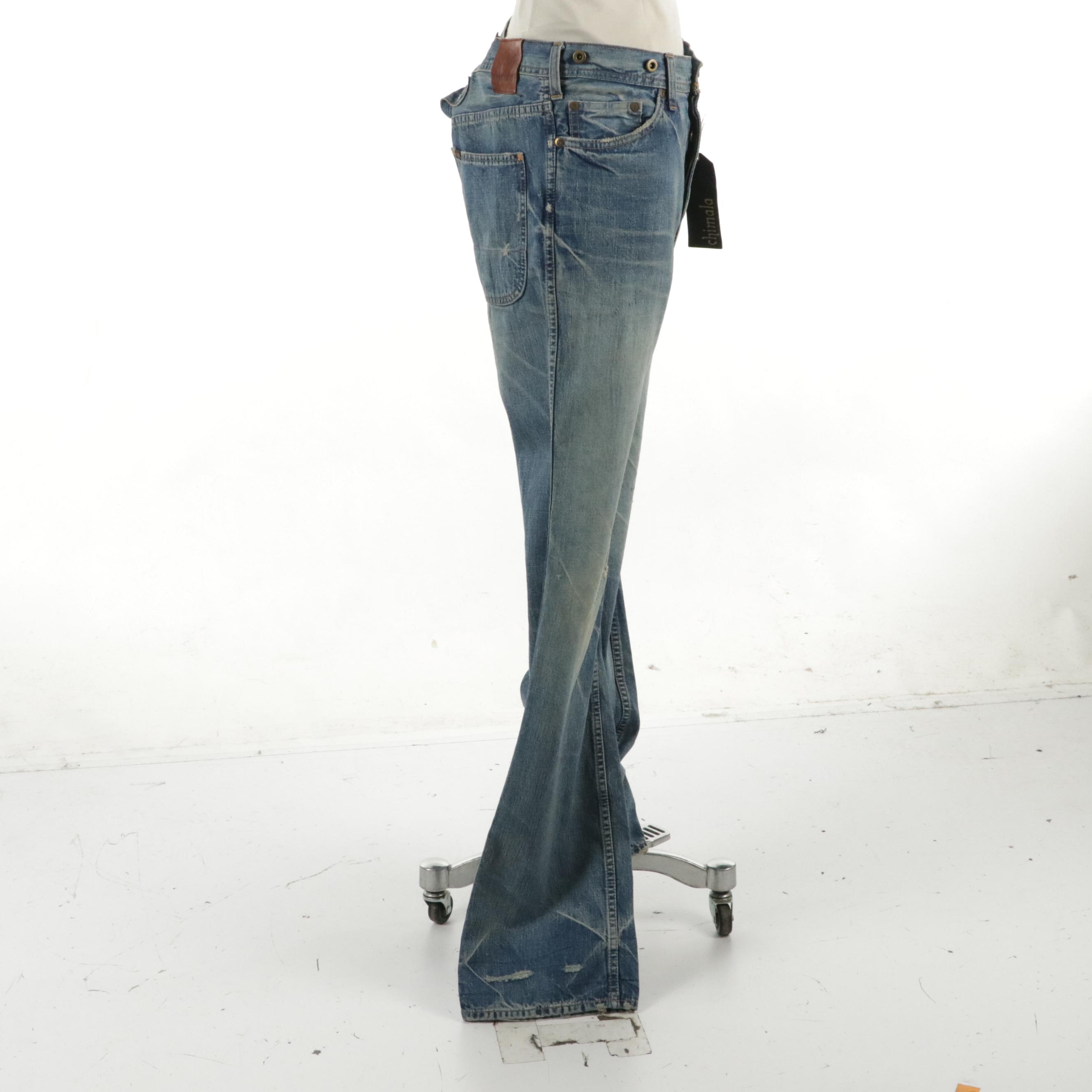 Chimala Button Fly Straight Leg Light Wash Jeans