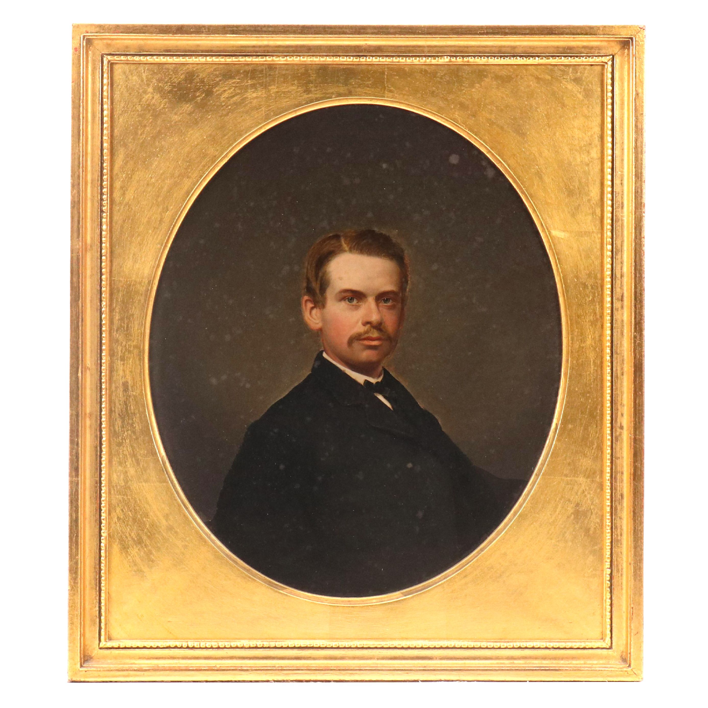 Half-Length Male Portrait Oil Painting, 19th Century