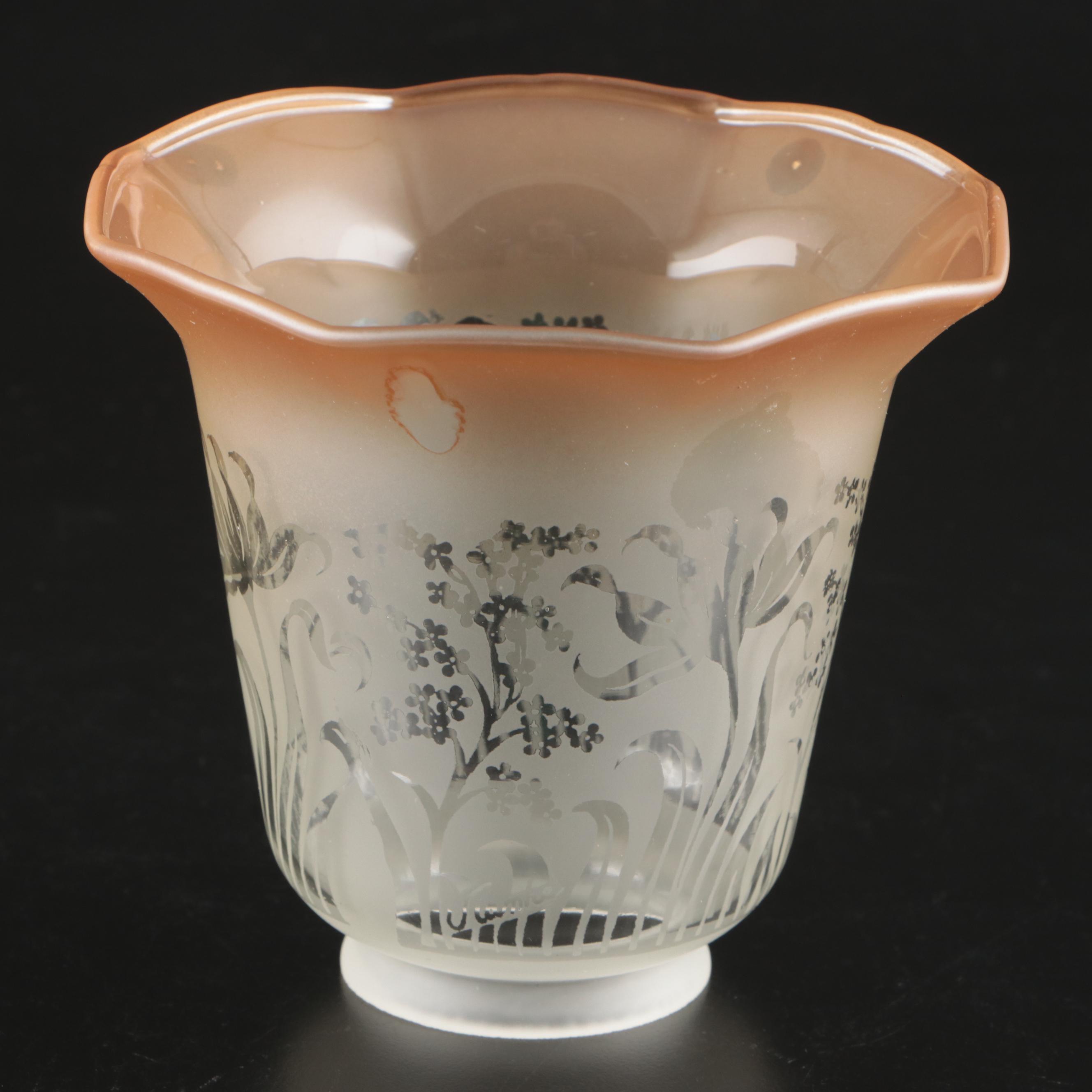 Optic Swirl with Pressed and Etched Glass Light Shades