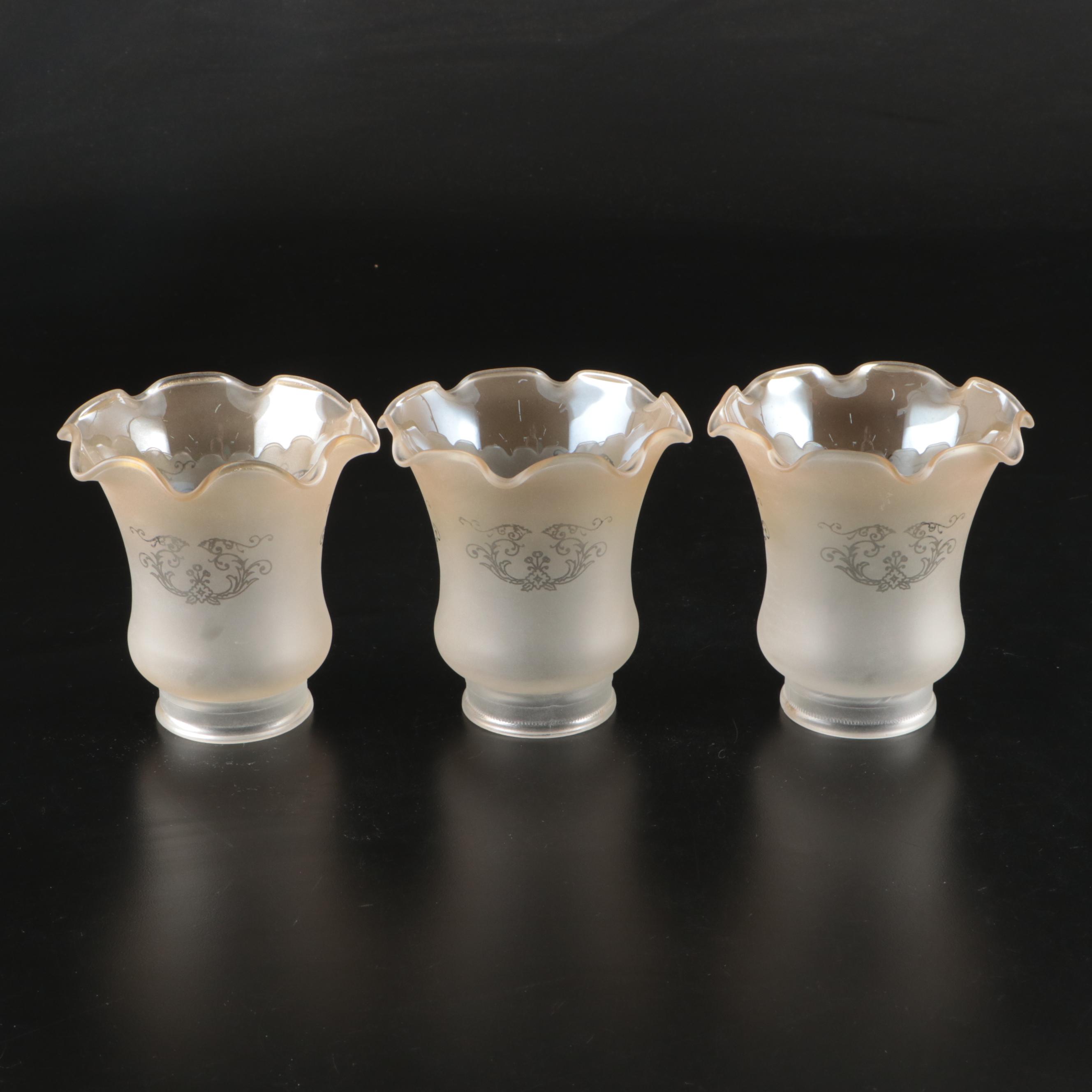 Optic Swirl with Pressed and Etched Glass Light Shades