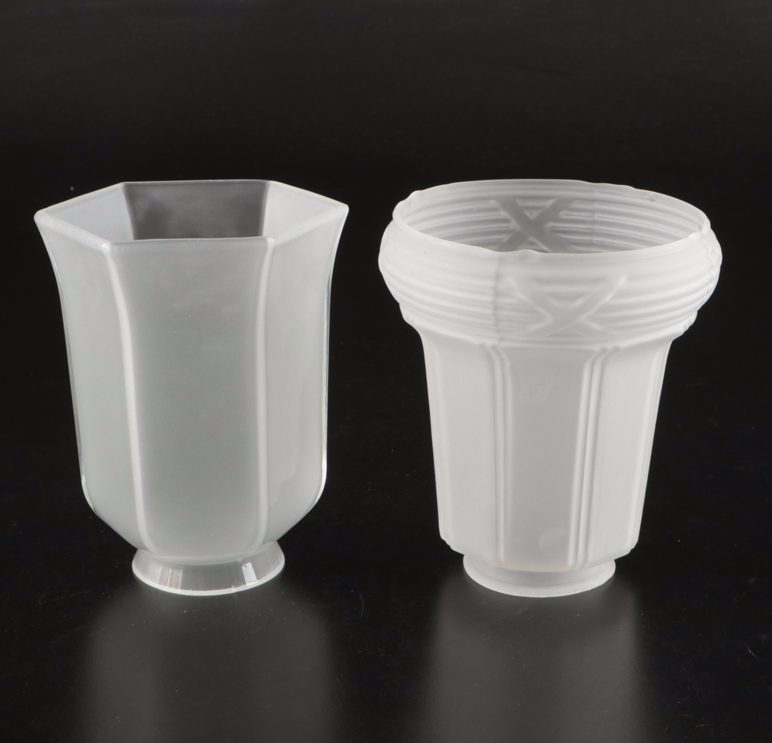 Optic Swirl with Pressed and Etched Glass Light Shades