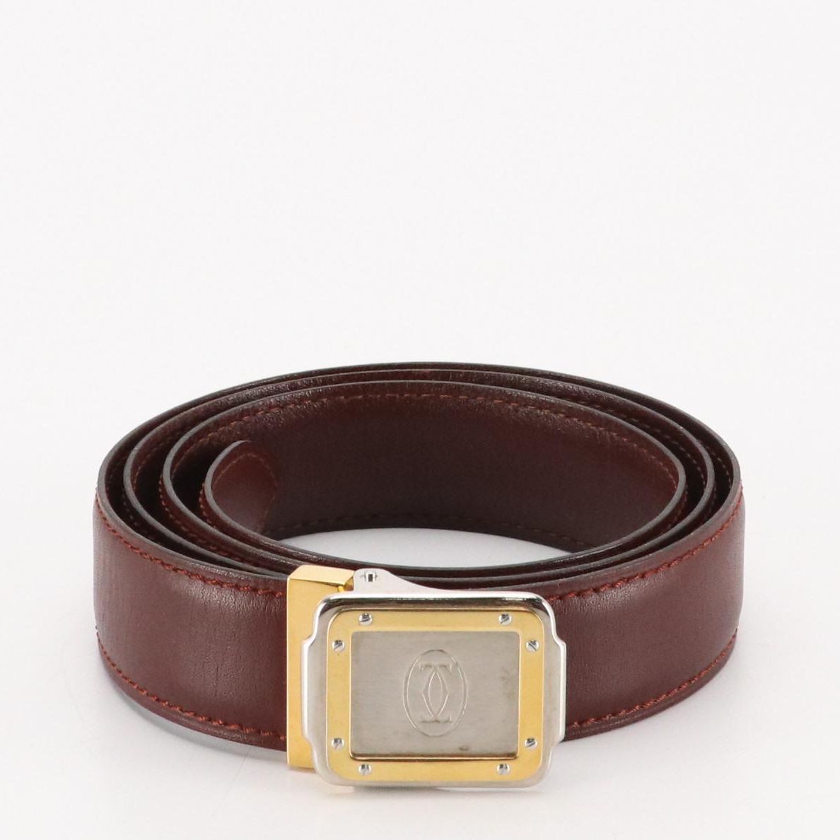 Must de Cartier Belt in Smooth Bordeaux Leather, With Box