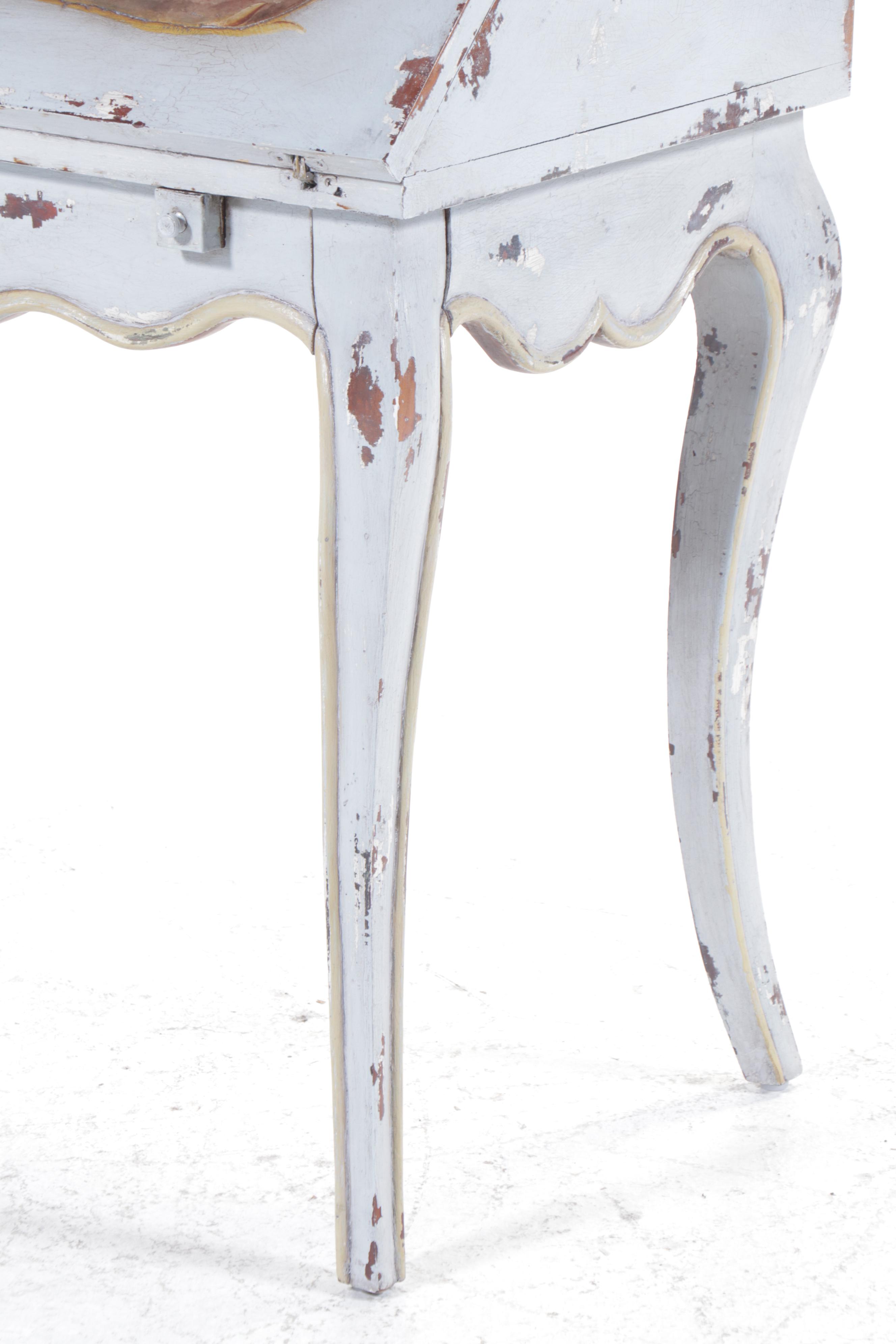 Powder Blue Painted Wood Slant Front Desk