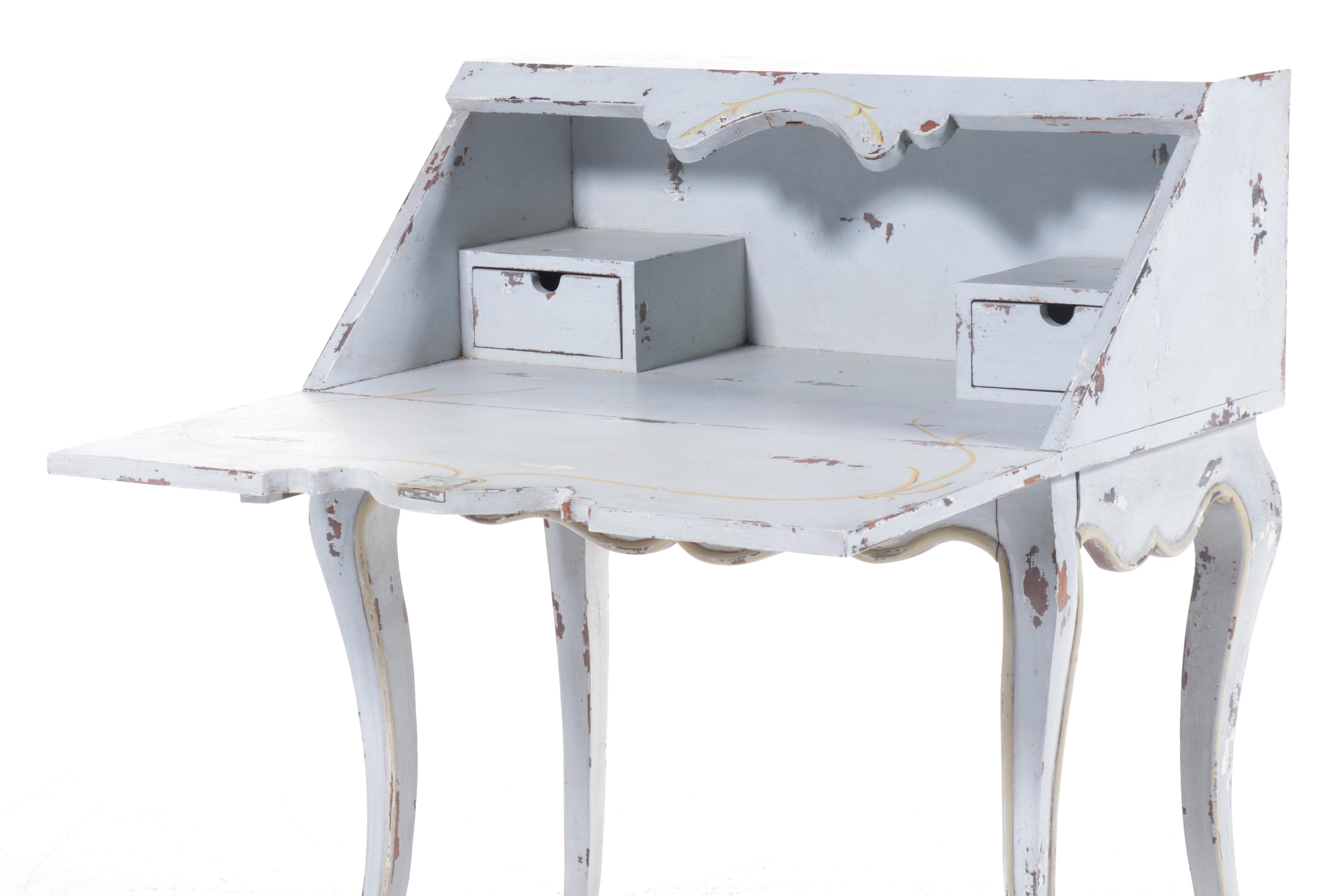 Powder Blue Painted Wood Slant Front Desk