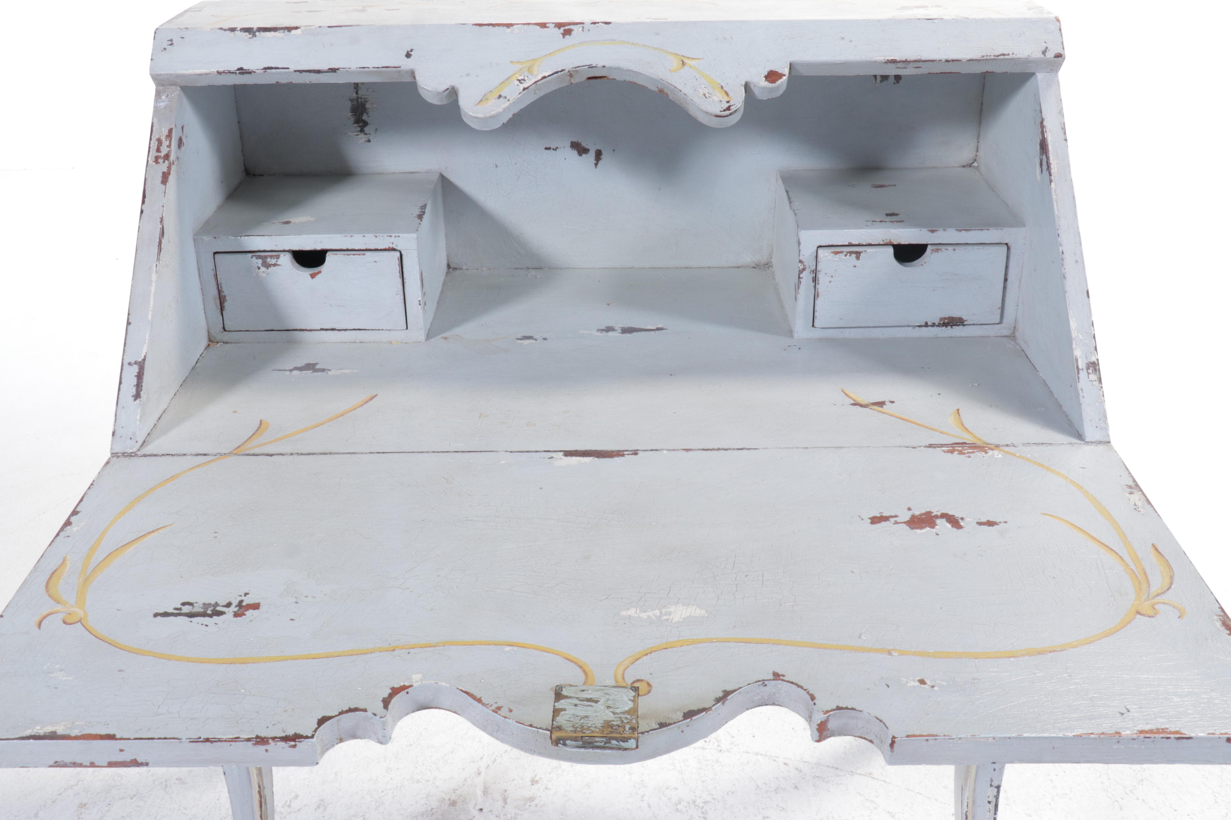 Powder Blue Painted Wood Slant Front Desk