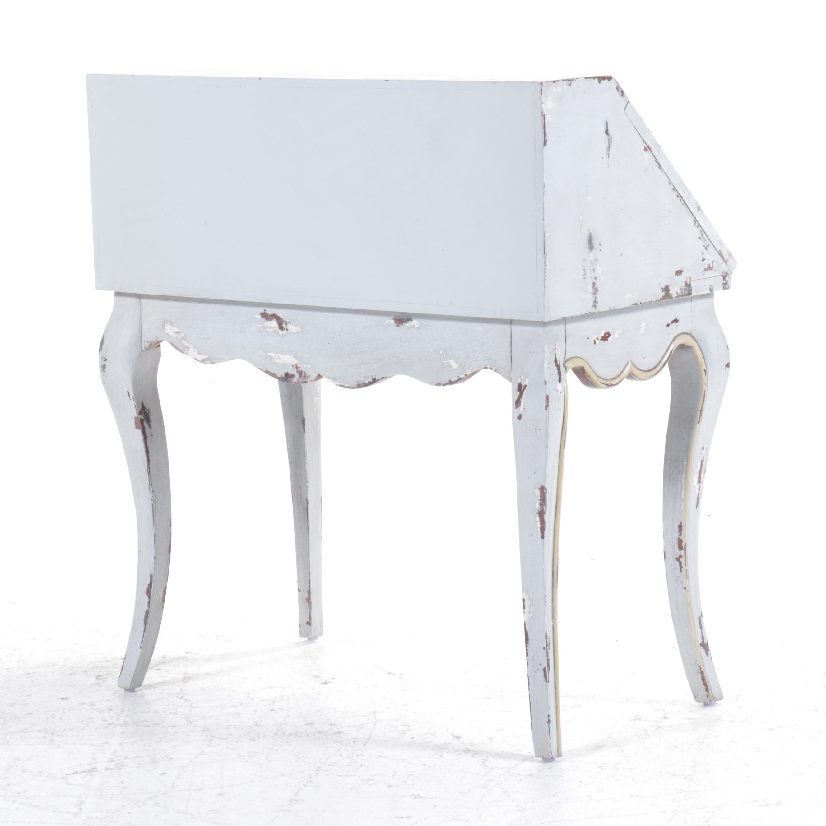 Powder Blue Painted Wood Slant Front Desk