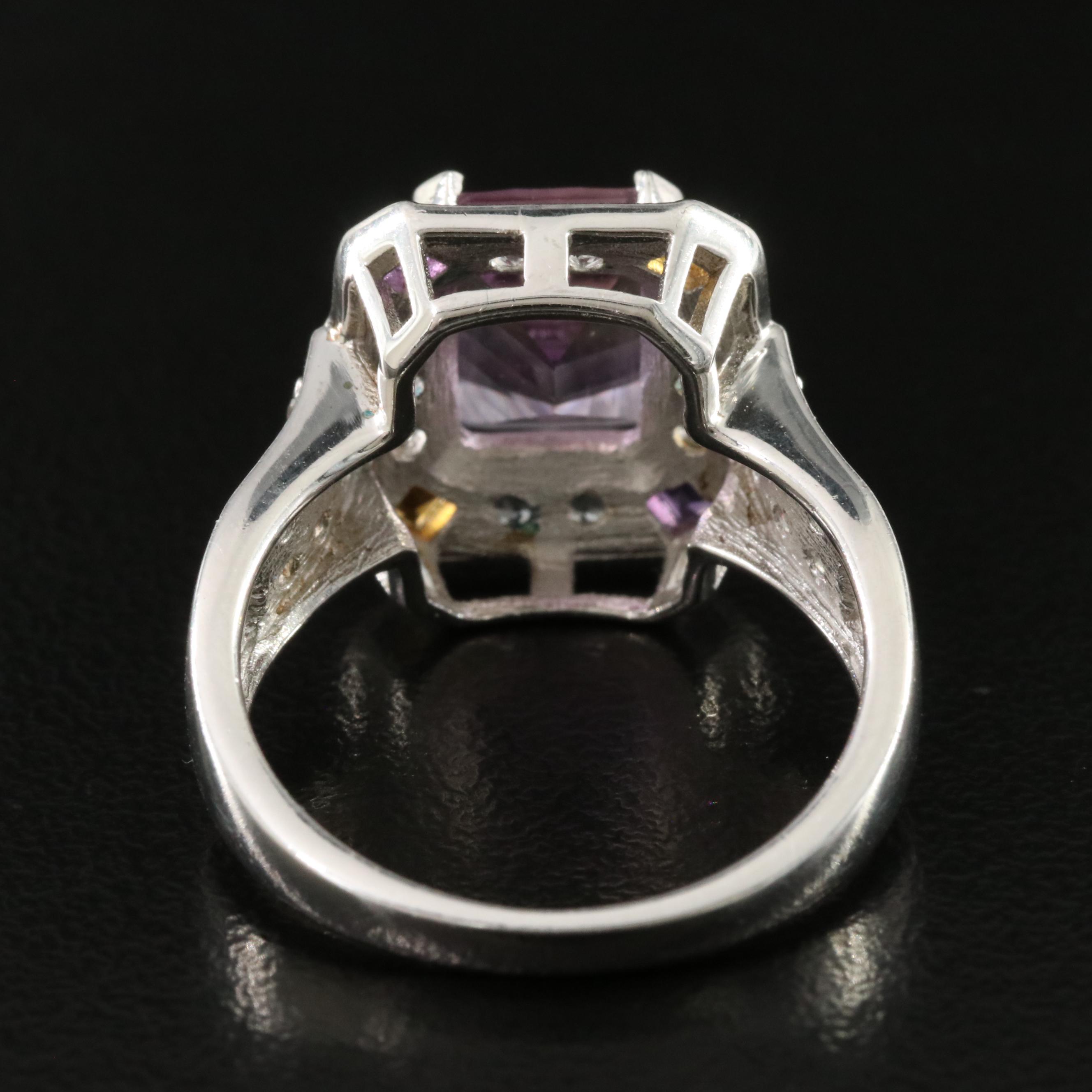 Sterling Ametrine, Amethyst, Citrine and White Topaz Ring