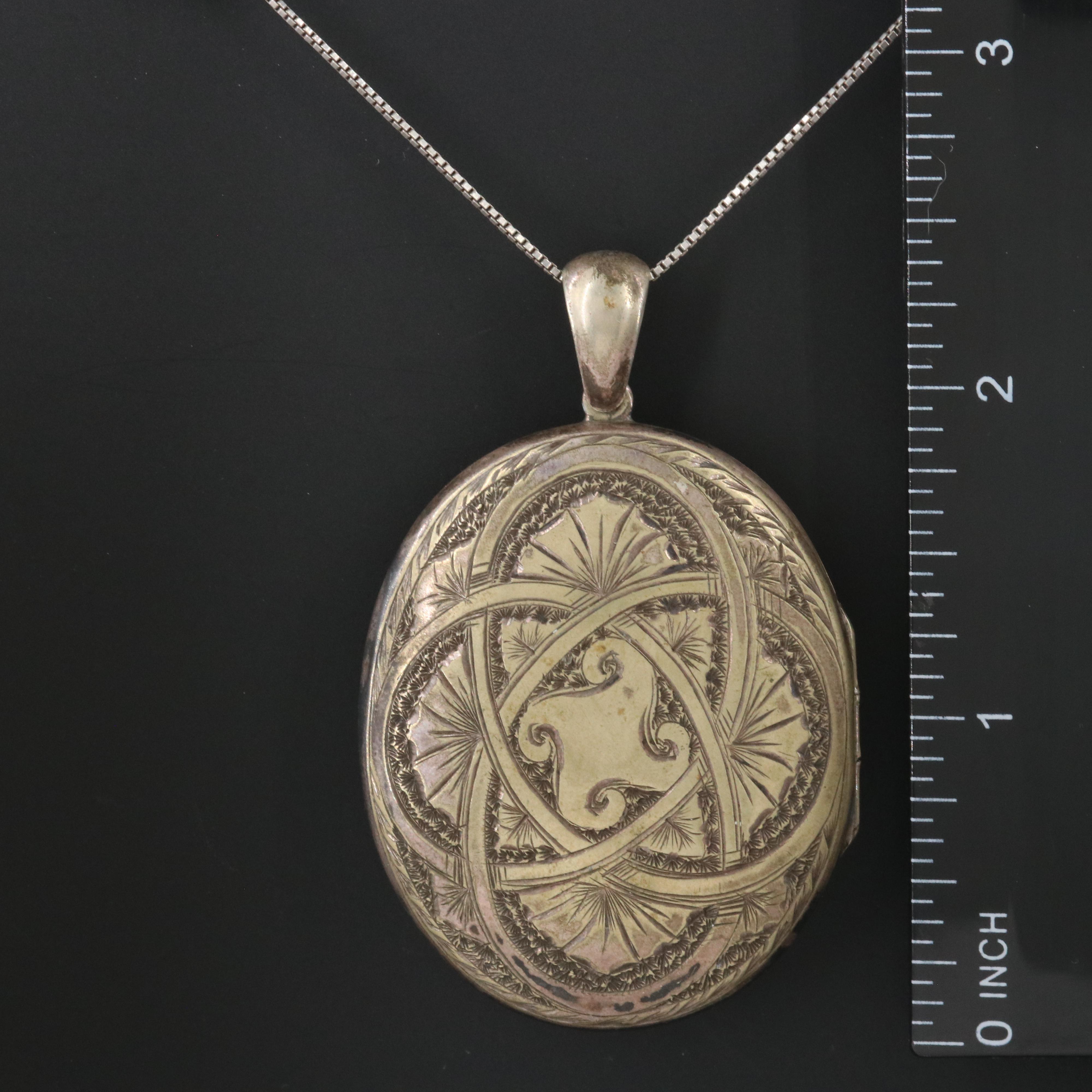 Sterling Chain with Vintage Monogrammed Photo Locket