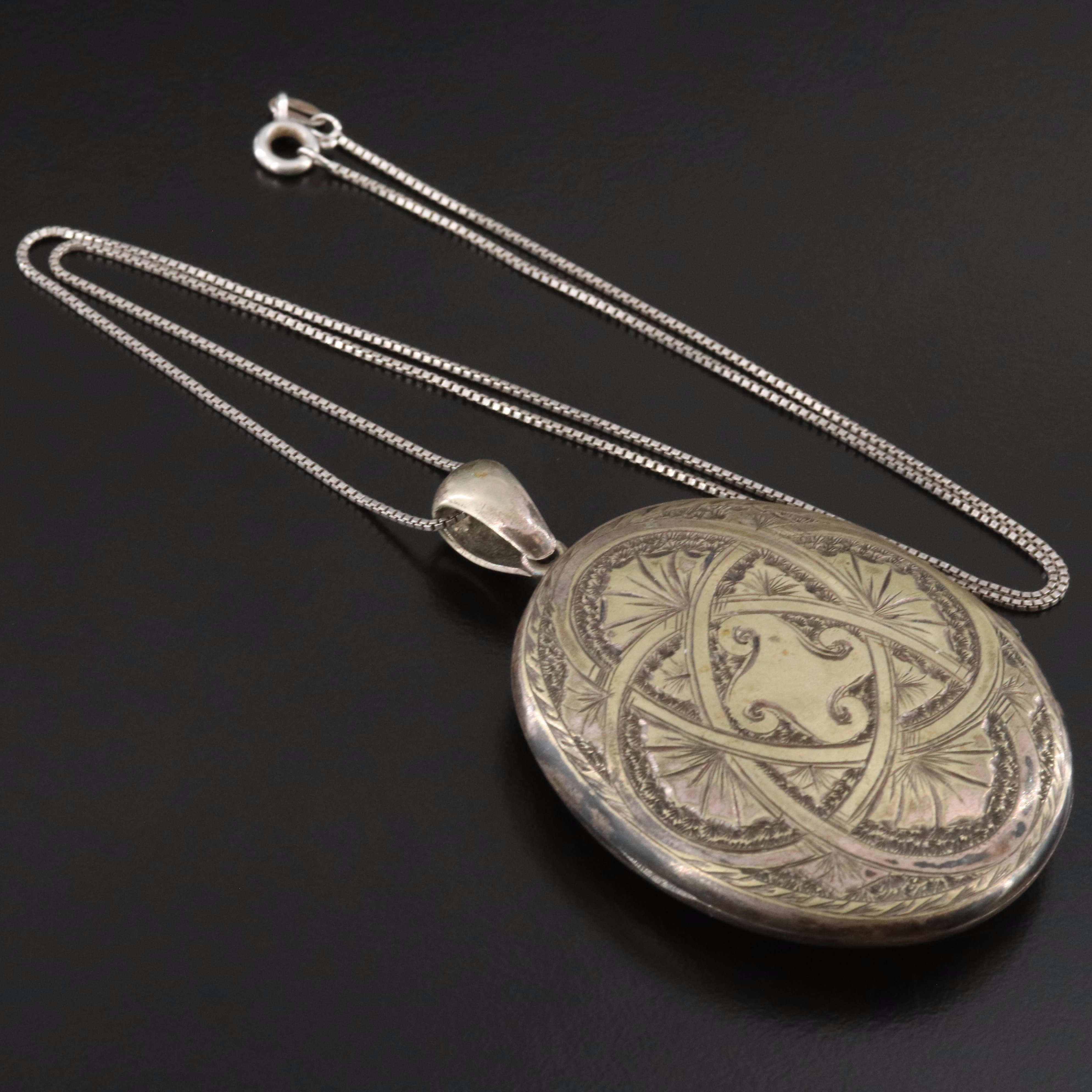 Sterling Chain with Vintage Monogrammed Photo Locket