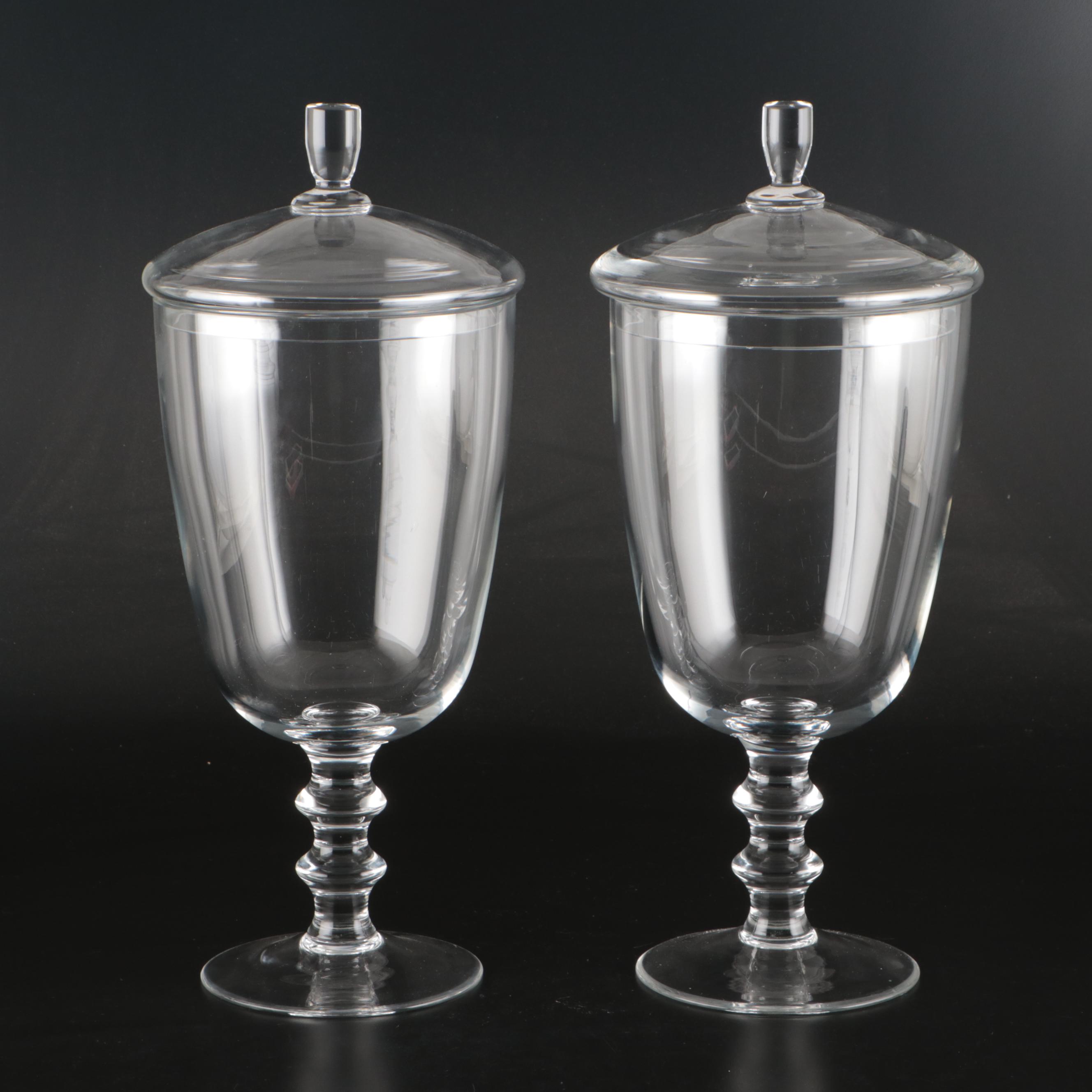 Footed and Other Glass Apothecary Jars