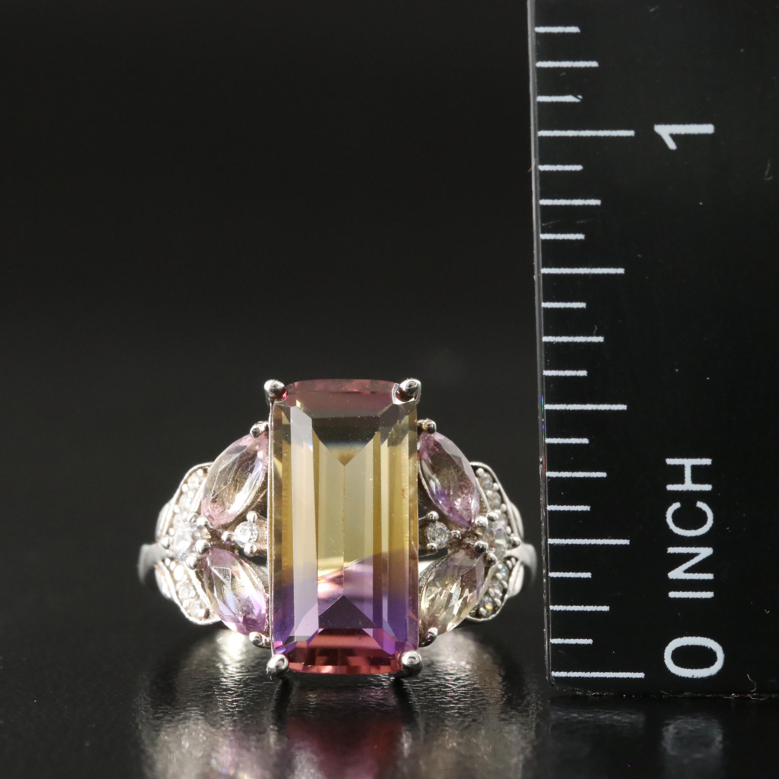 Sterling Ametrine and CZ Ring