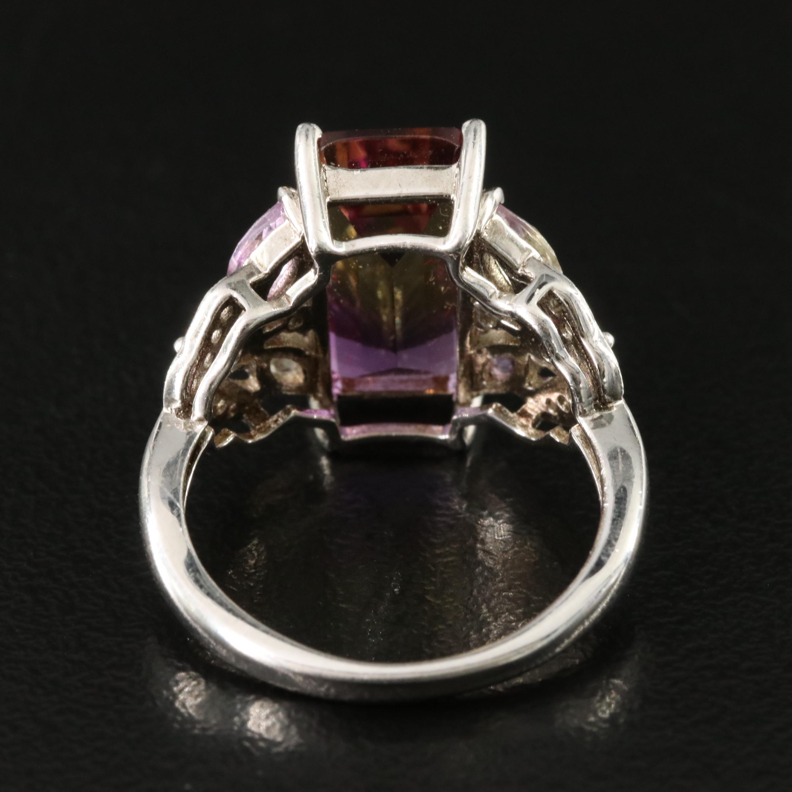 Sterling Ametrine and CZ Ring
