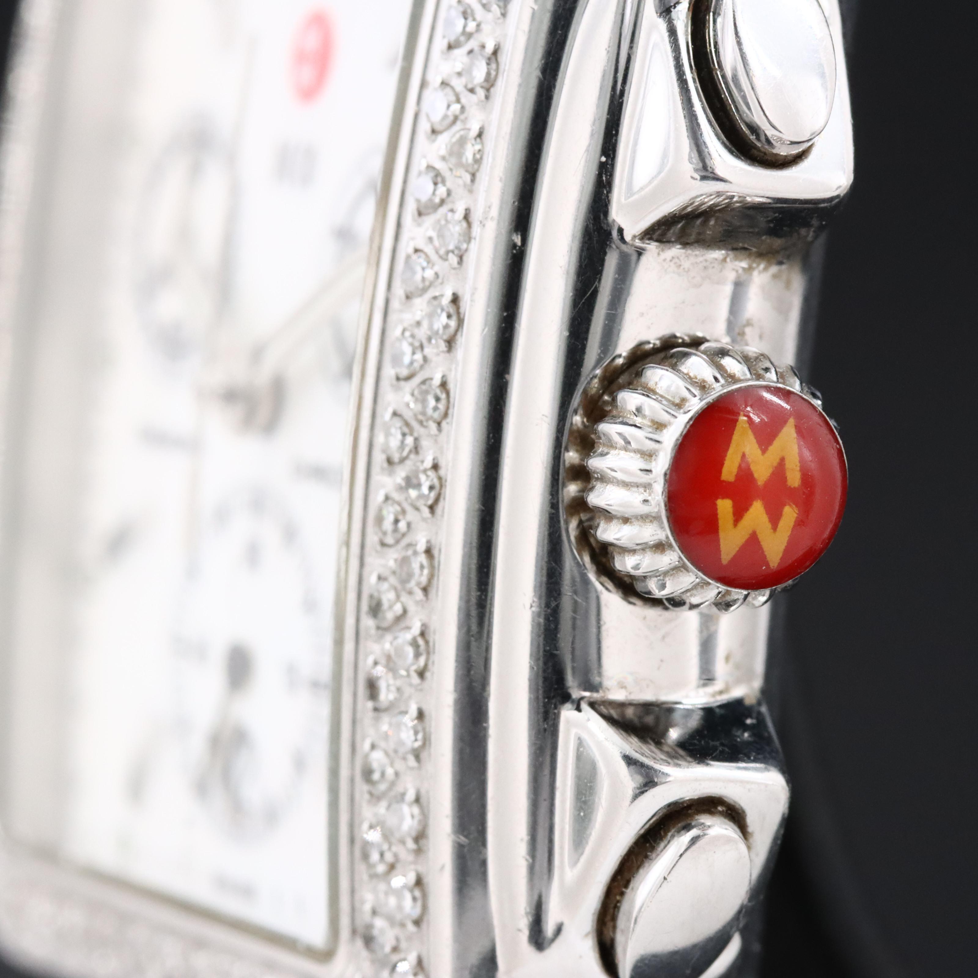 Michele Deco Diamond Chronograph Mother-of-Pearl Dial Stainless Steel Watch