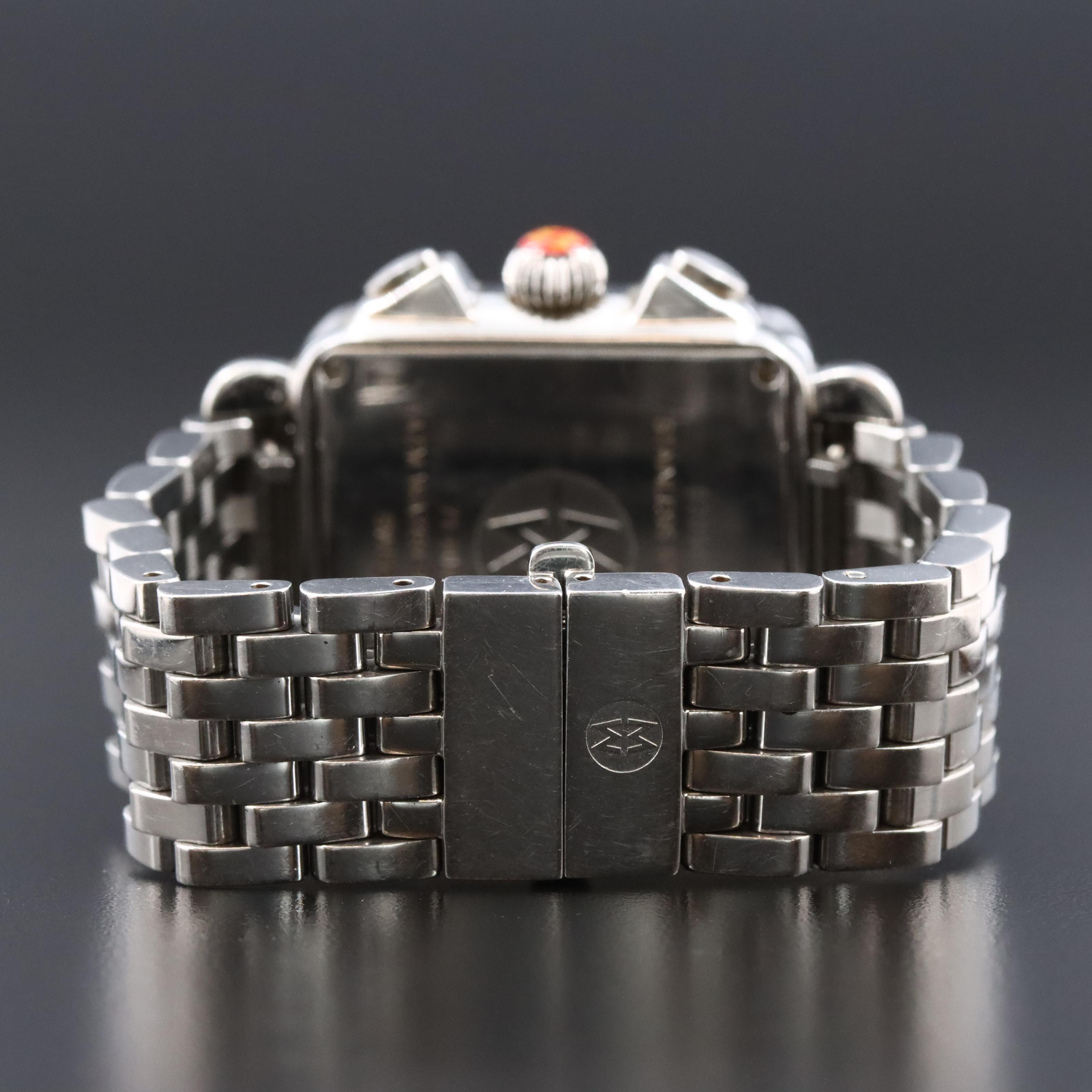 Michele Deco Diamond Chronograph Mother-of-Pearl Dial Stainless Steel Watch