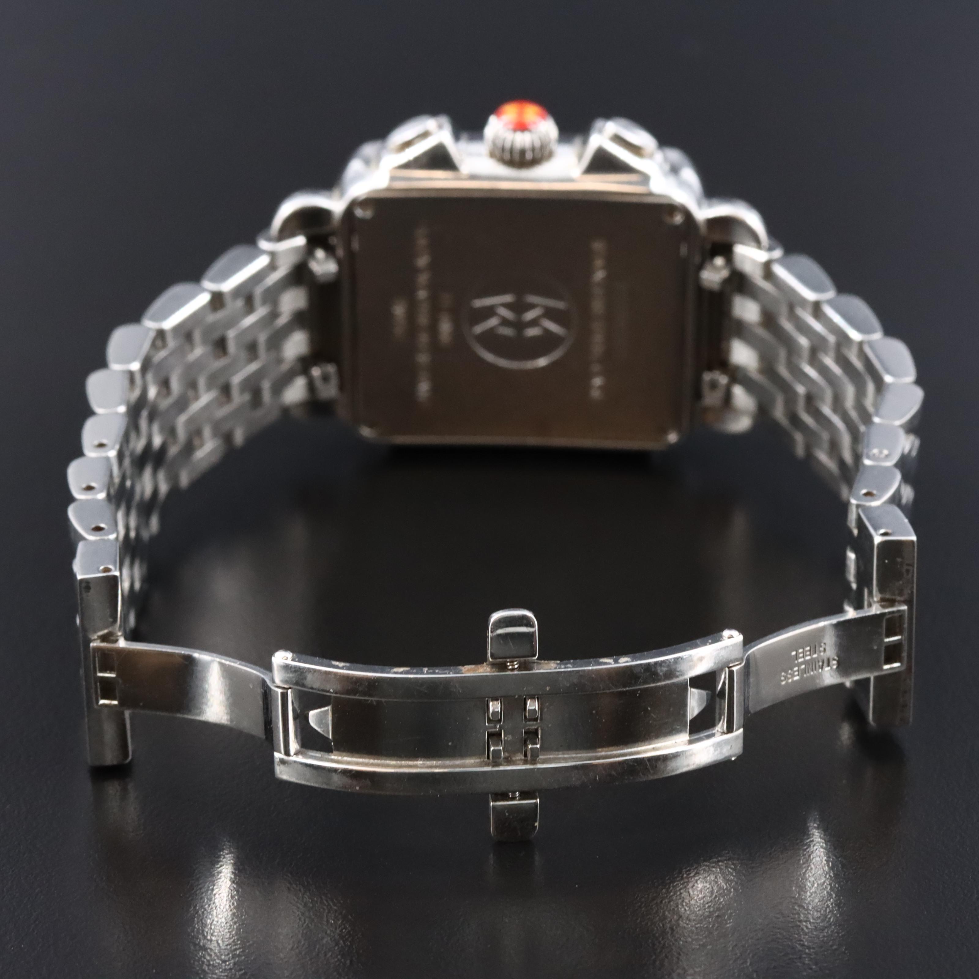 Michele Deco Diamond Chronograph Mother-of-Pearl Dial Stainless Steel Watch